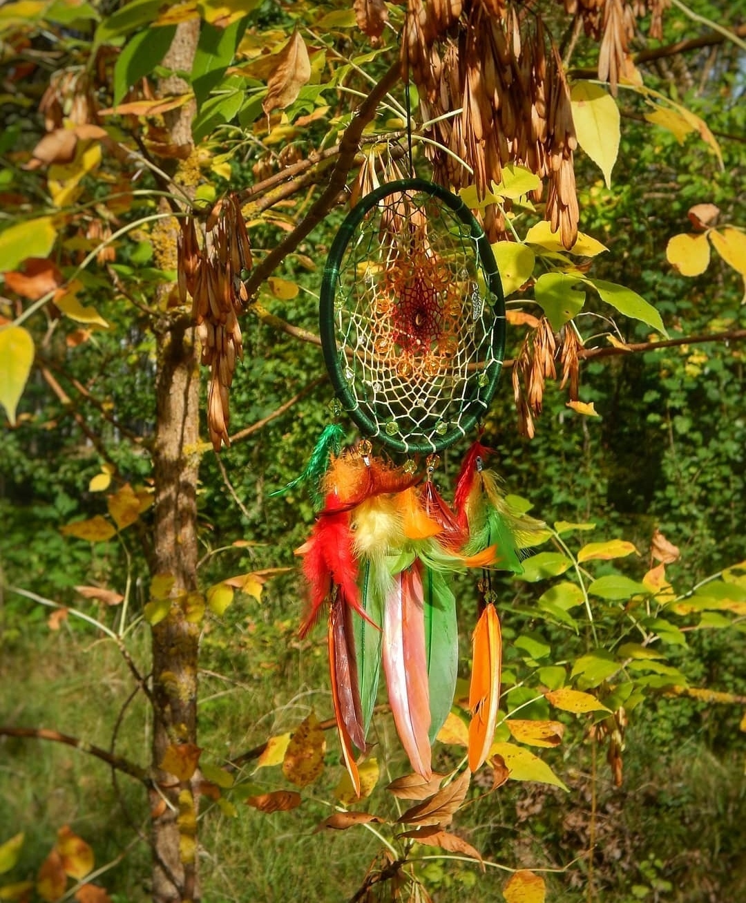 Dreamcatcher September - My, Dreamcatcher, Needlework without process, September, Friday tag is mine, Friday, Handmade, The photo, With your own hands, Longpost