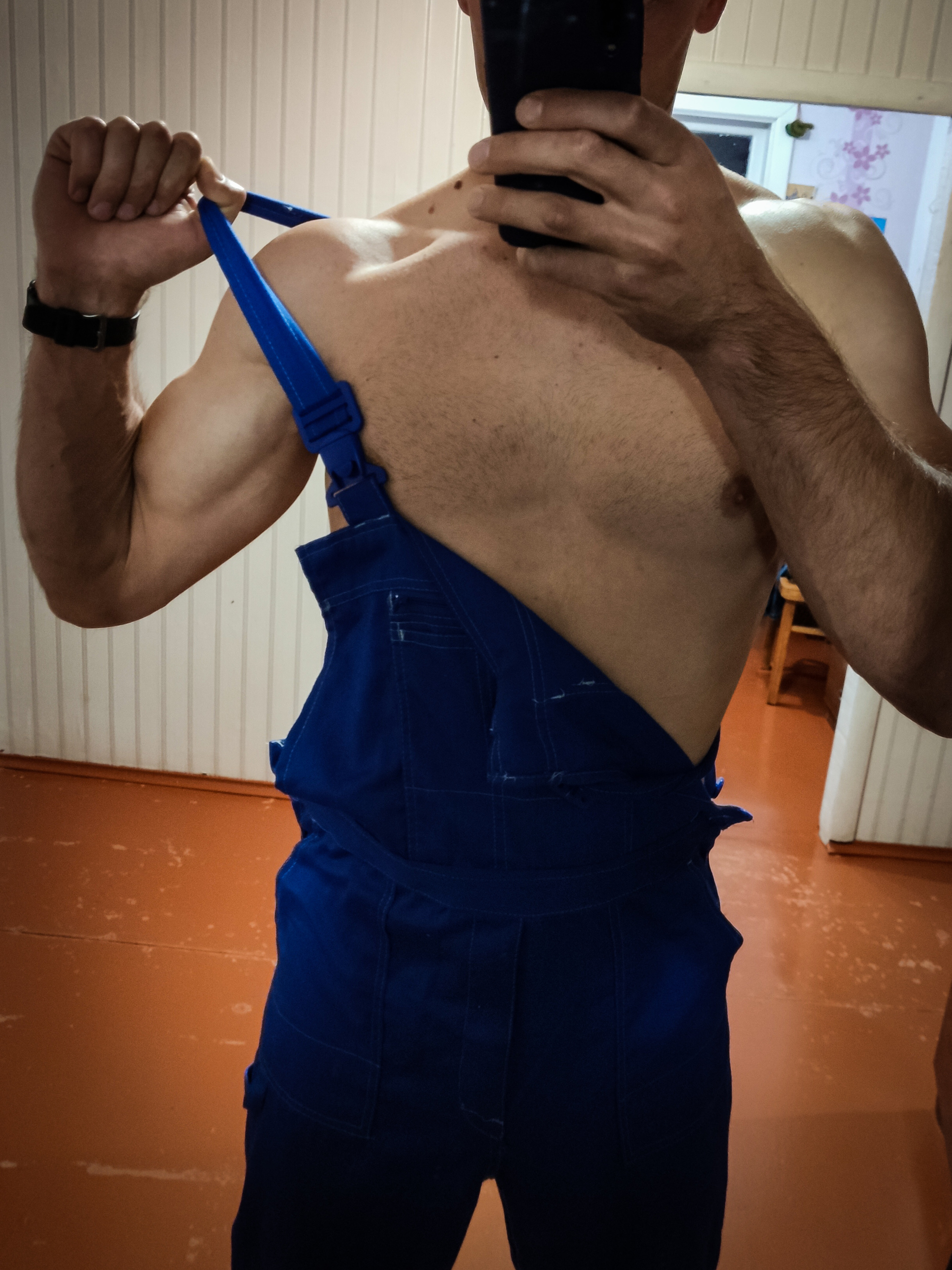 Overalls Part 3 - NSFW, My, Playgirl, Amateur photography, Longpost, beauty, Guys, Men, Torso, Muscle, Author's male erotica