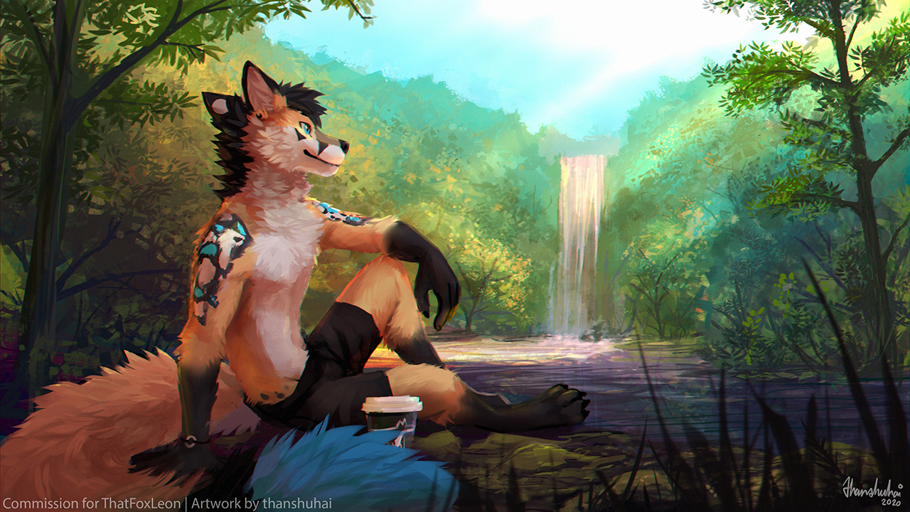 Close to nature - Furry, Art, Nature, Water, Forest, Thanshuhai, Fox