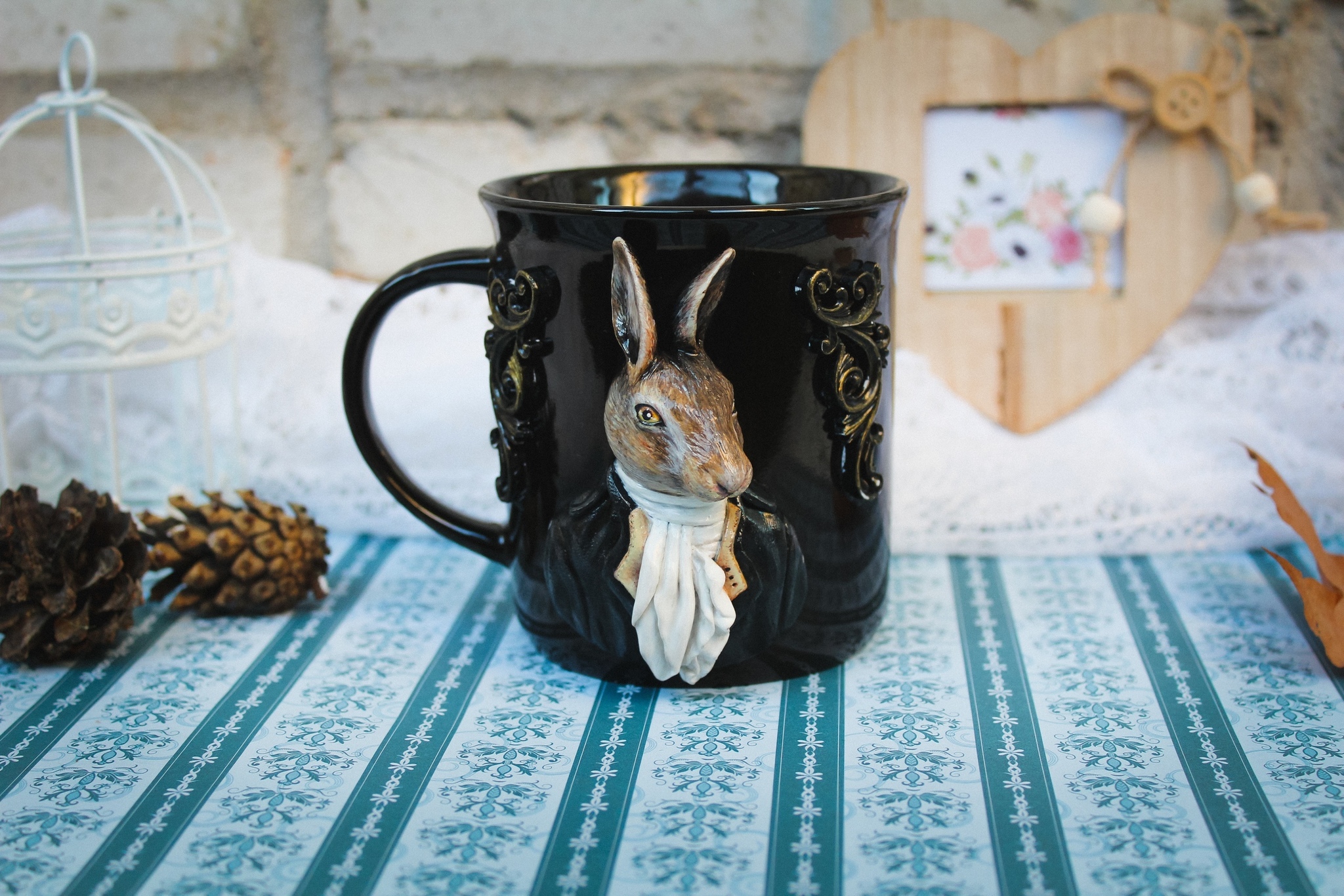 Mug decor. March Hare - My, Polymer clay, Mug with decor, Souvenirs, Longpost, March Hare, Needlework without process