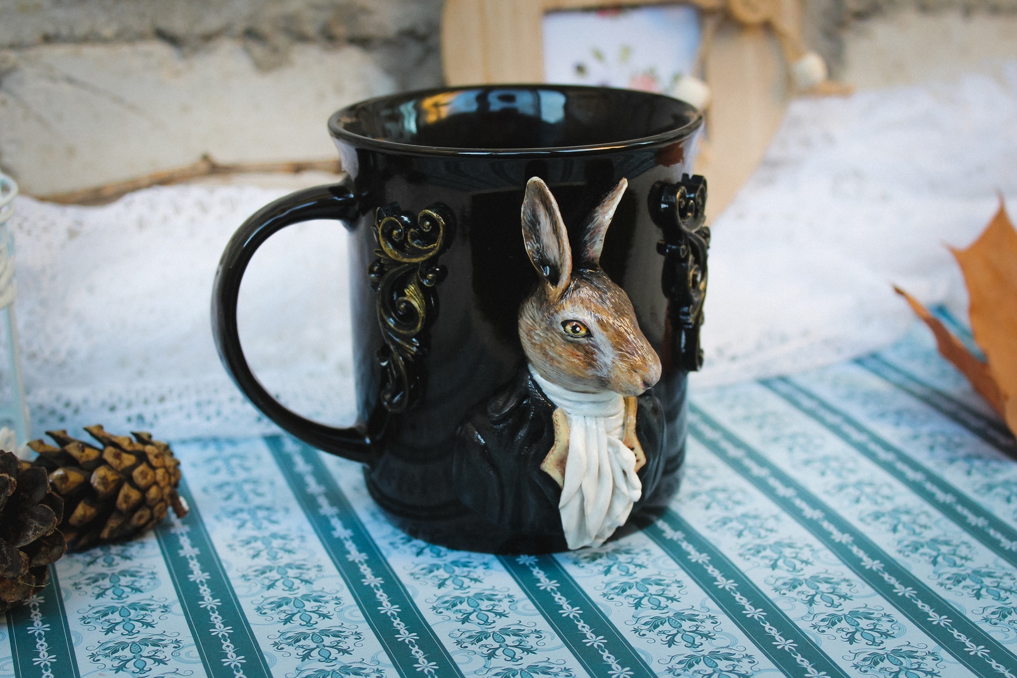 Mug decor. March Hare - My, Polymer clay, Mug with decor, Souvenirs, Longpost, March Hare, Needlework without process