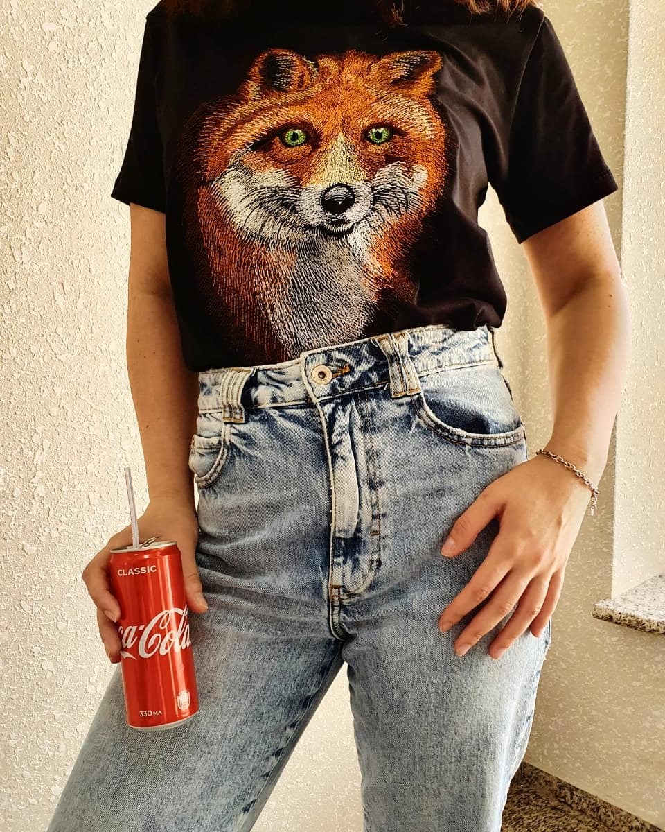 A little embroidery - My, Needlework without process, T-shirt, Fox, Longpost