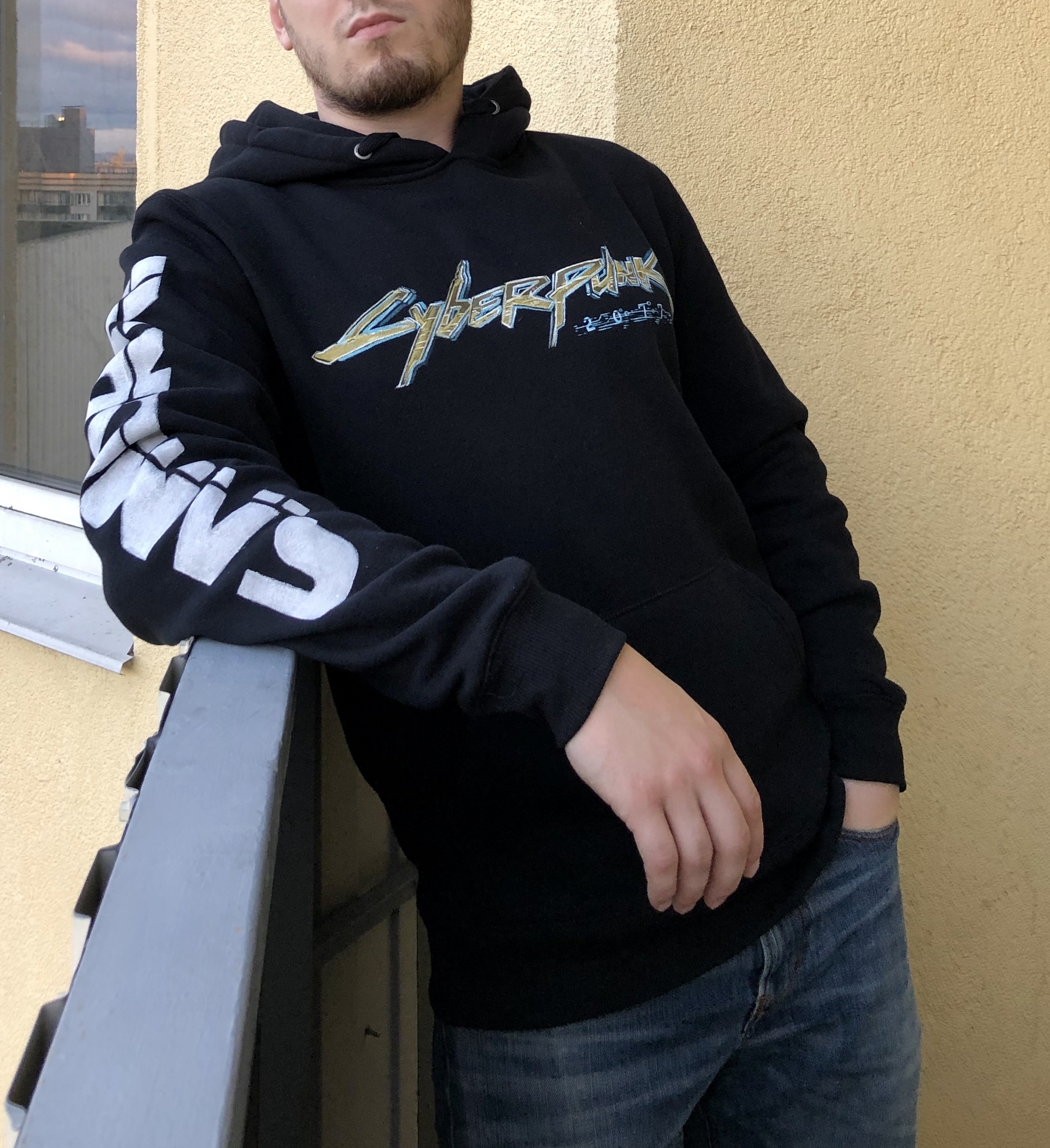 Cyberpunk 2077. Sweatshirt customization - My, Cyberpunk 2077, Customization, Custom, Painting on fabric, Video game, Longpost