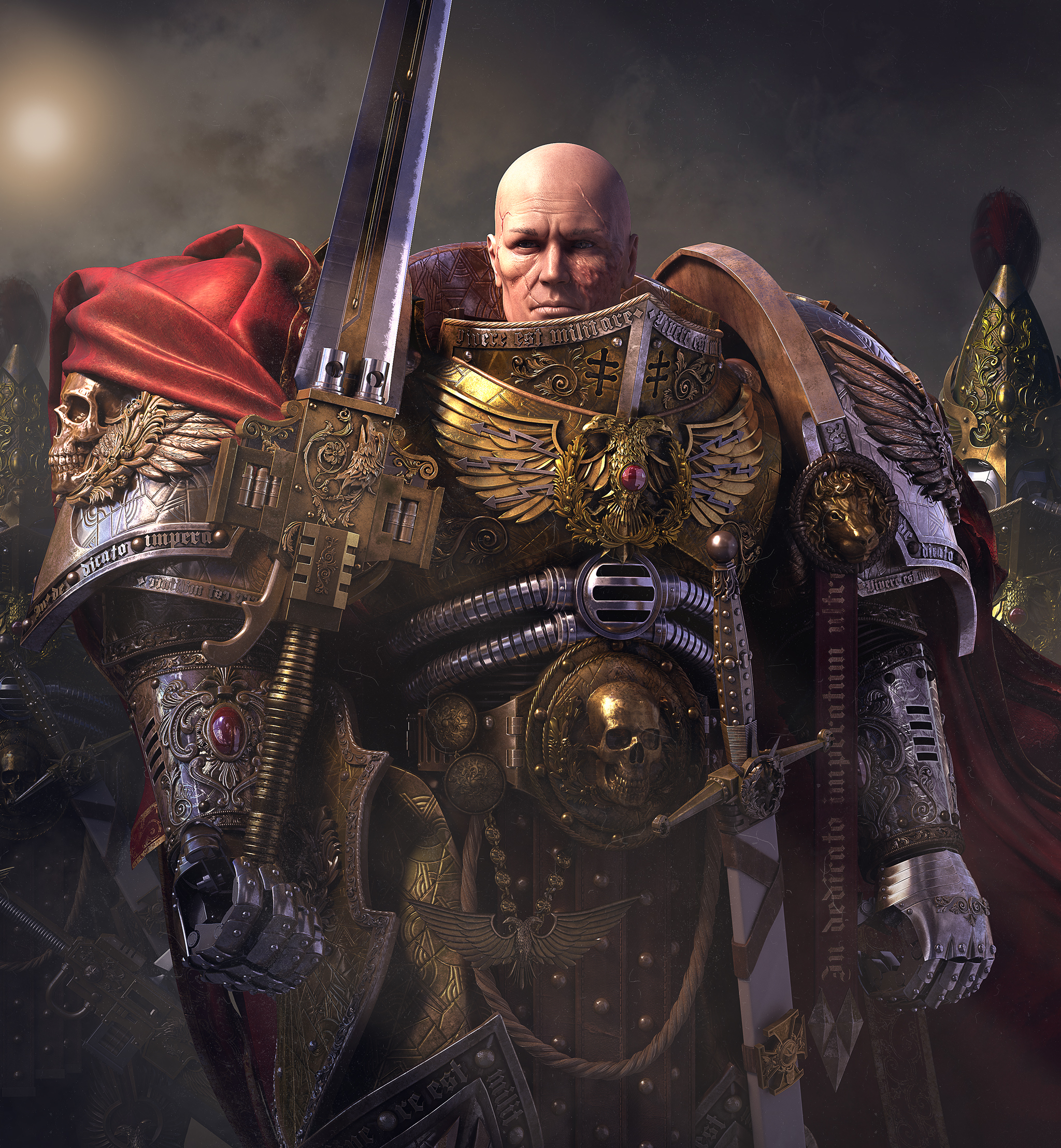 Adeptus Custodes fan art - Моё, Warhammer 40k, 3D, 3D моделирование, Арт, Фан-Арт, Длиннопост