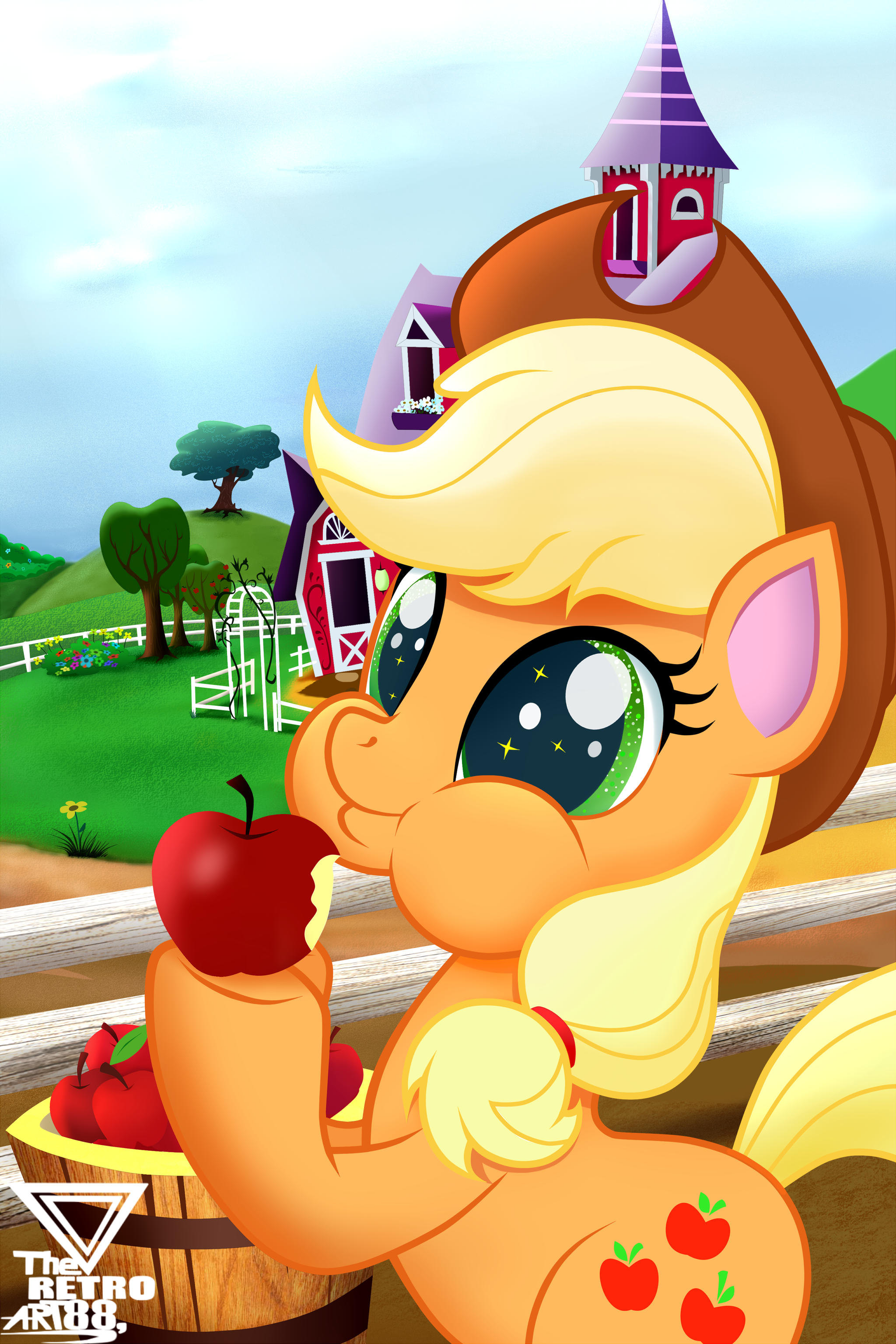 Фермерша - My Little Pony, PonyArt, Applejack, Big Macintosh, Applebloom, Theretroart88, Длиннопост