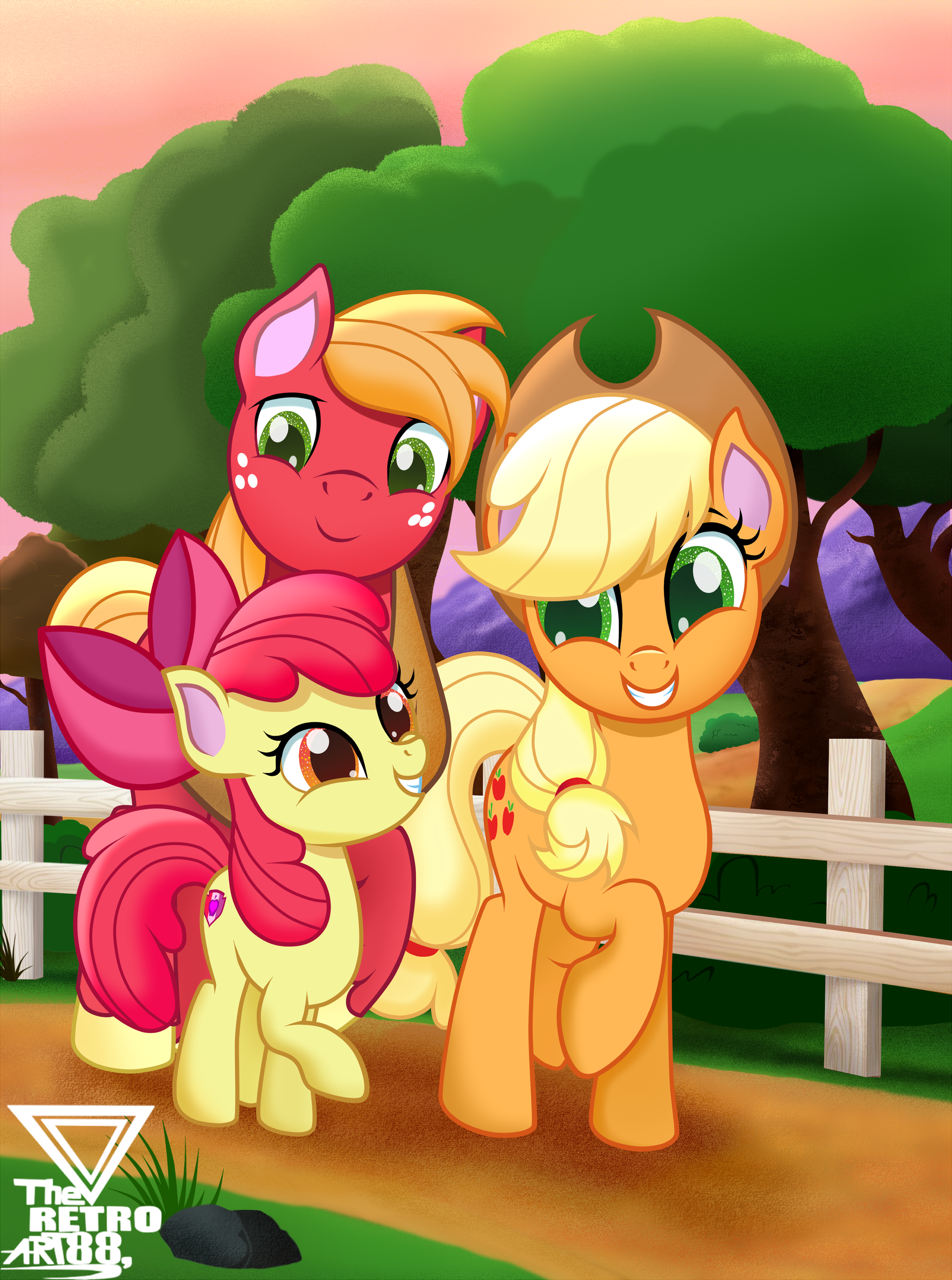 Фермерша - My Little Pony, PonyArt, Applejack, Big Macintosh, Applebloom, Theretroart88, Длиннопост