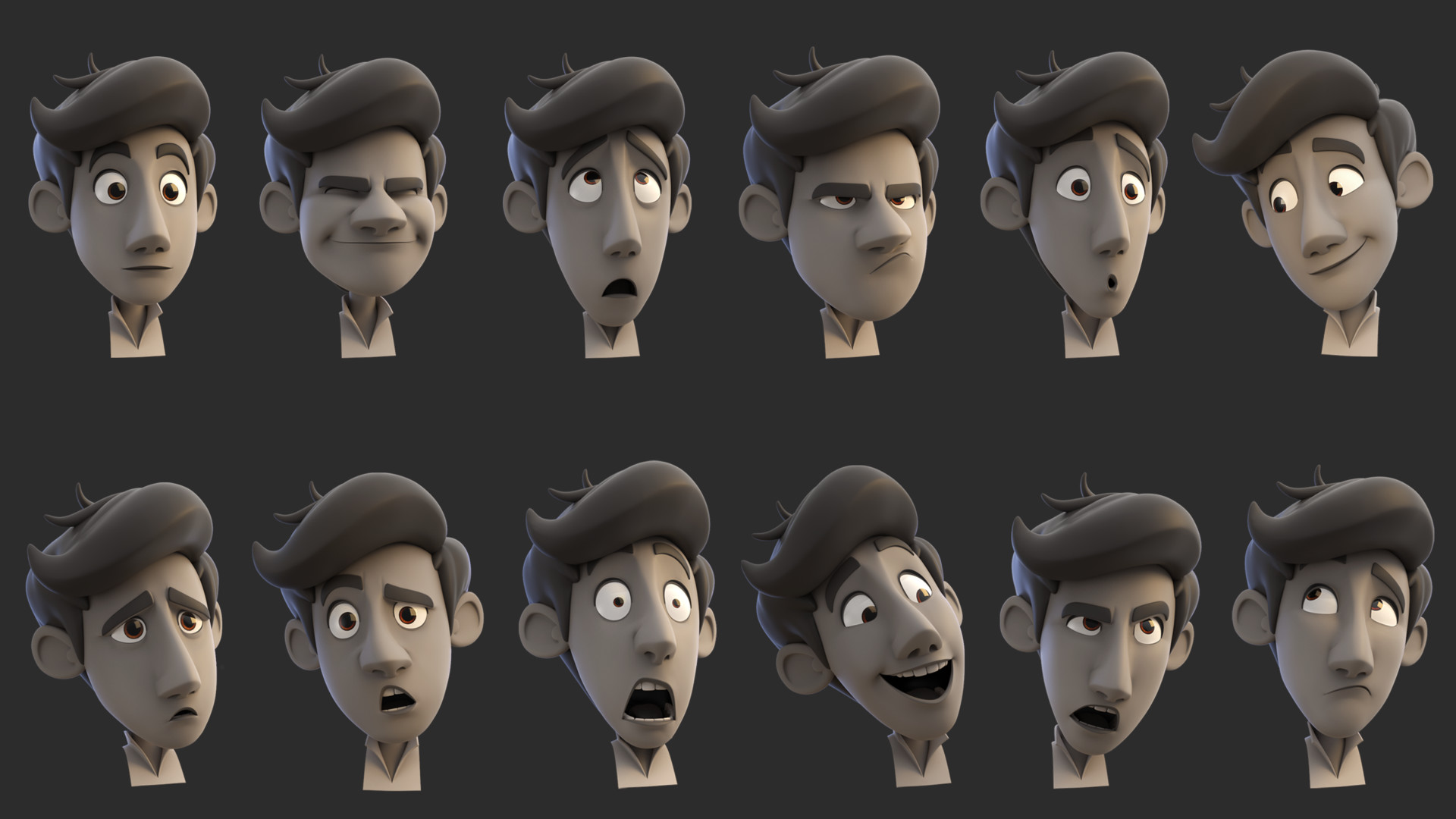 Facial animation and rig in 3D - Animation, Rigging, 2D animation, 3D animation, 3D, Cartoons, GIF, Video, Longpost