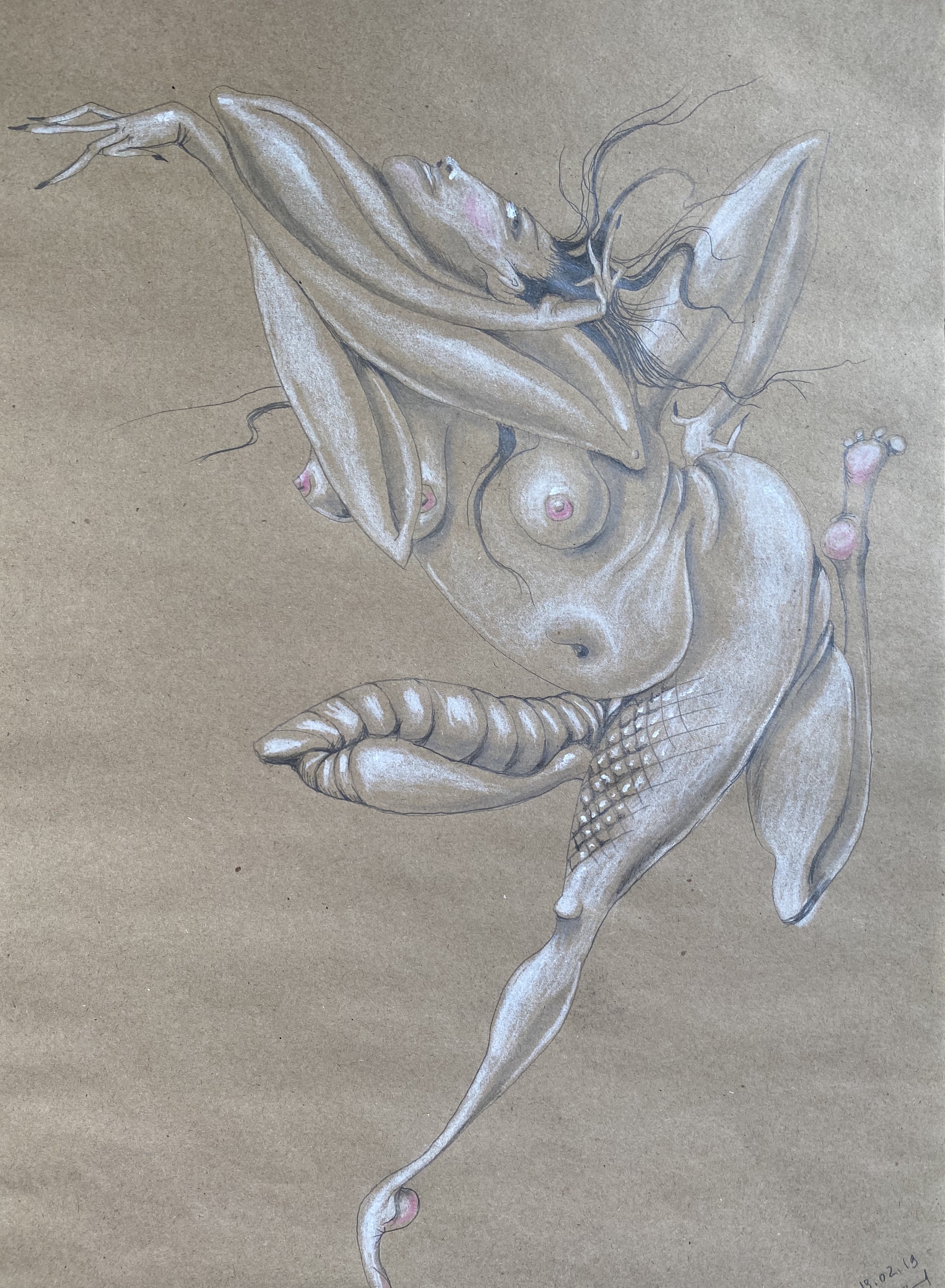 My creation - NSFW, My, Pencil drawing, Mood, Longpost, Drawing