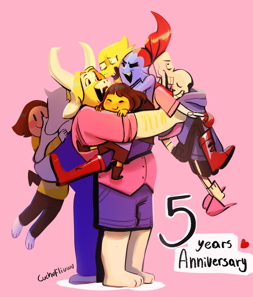 A collection of art in honor of the game's fifth anniversary - Undertale, Alltogether, Art, Games, Anniversary, Longpost