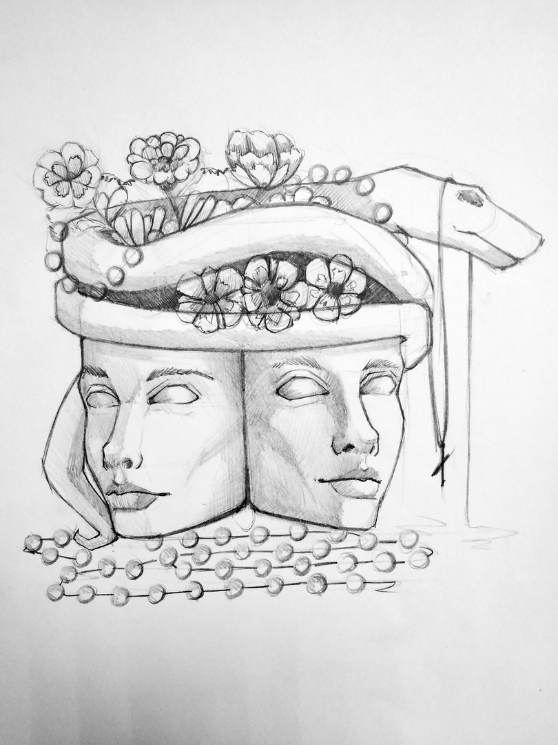 Sketch for a tattoo - My, Pencil drawing, Beginner artist, Junior Academy of Artists