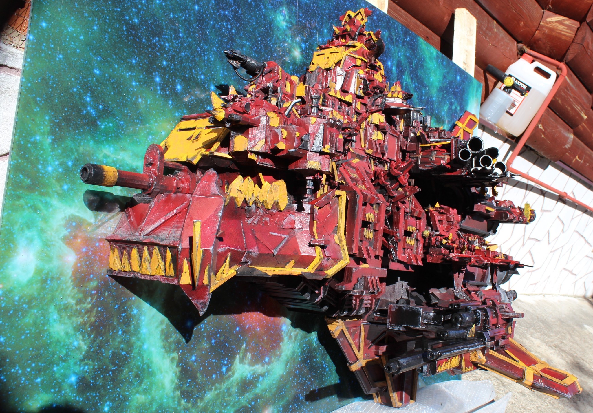 A huge orc ship from the Warhammer 40,000 universe - My, Warhammer 40k, 3D modeling, Miniature, Orcs, Painting miniatures, Hobby, Collecting, Longpost