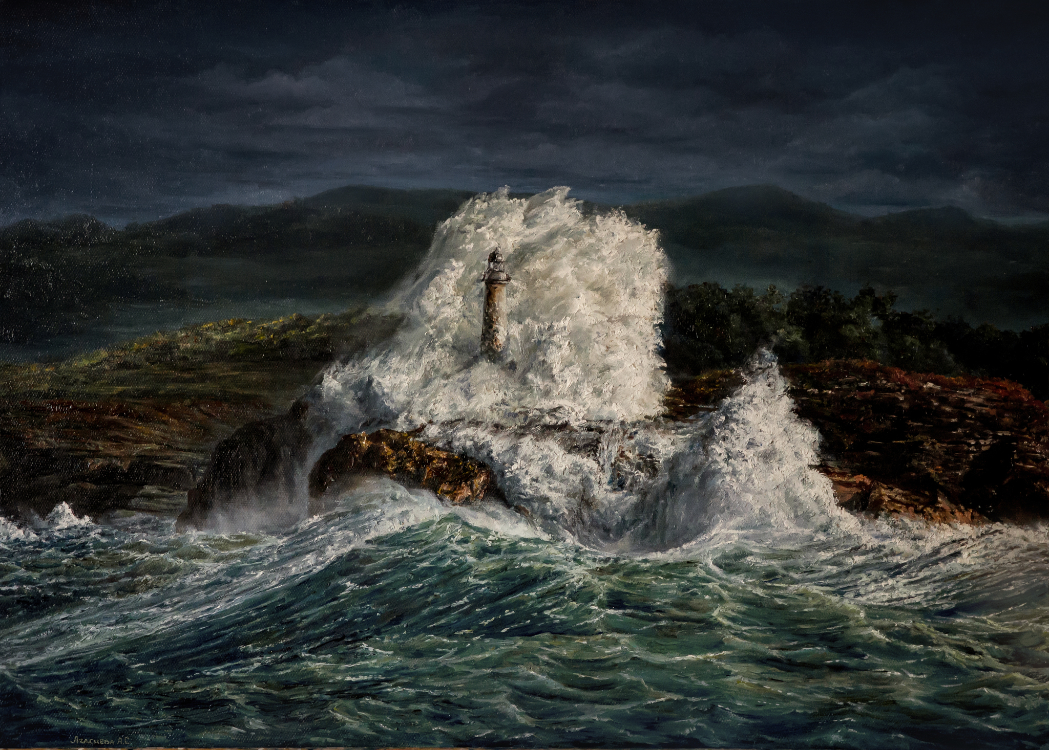 Storm at sea - My, Storm, Sea, Canvas, Oil painting, Nature, Art, Painting, Wave