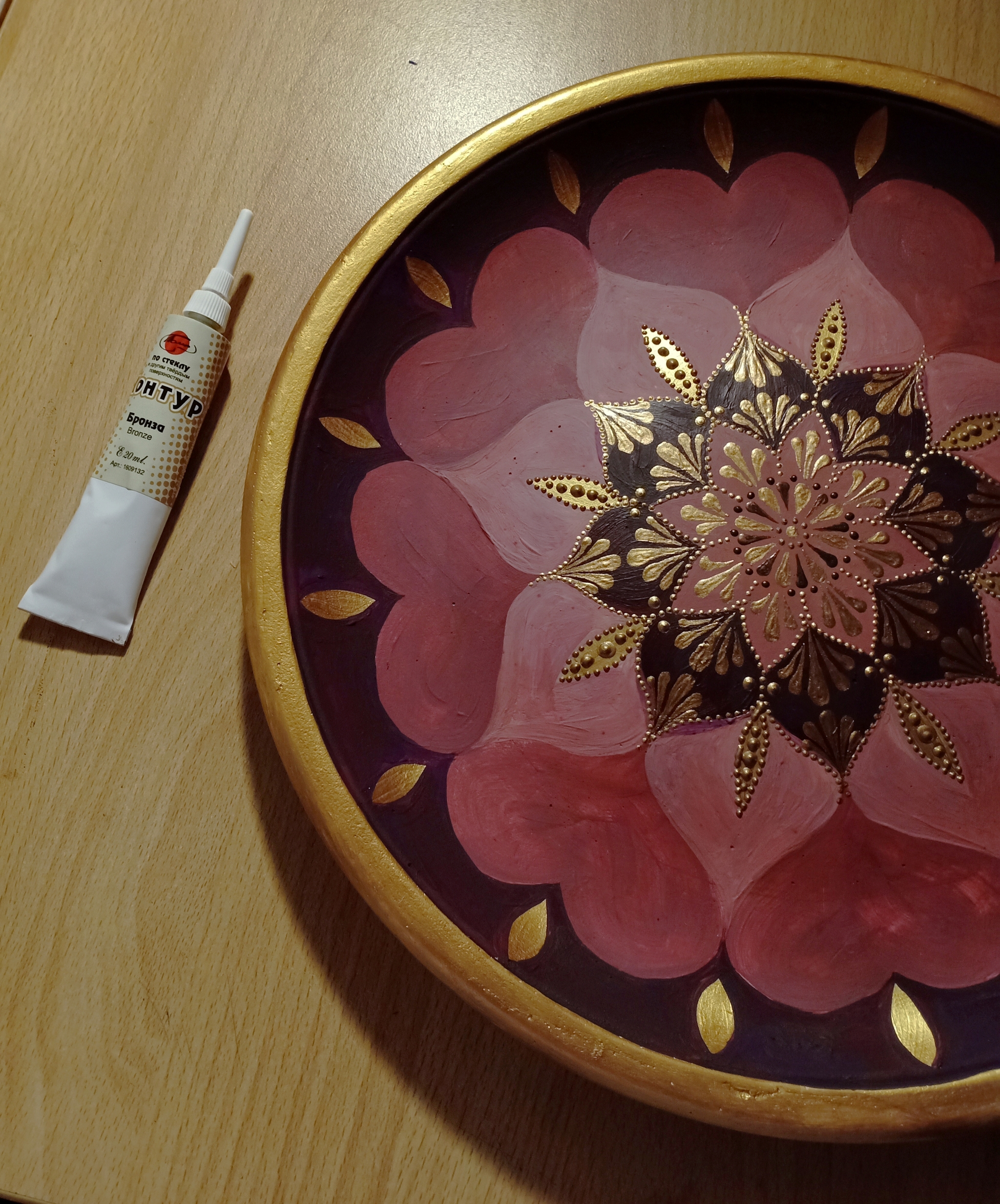 How I painted the plate - My, Painting, Art, Mandala, Plate, Video, Longpost