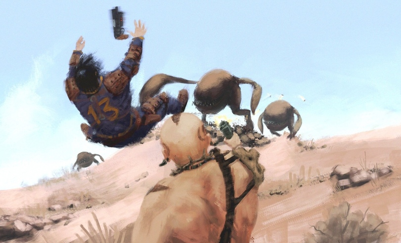 You missed. Your weapon has fallen. A giant ant is killing you [Fallout 2] - Games, Art, Fallout 2, Video, Longpost, Computer games