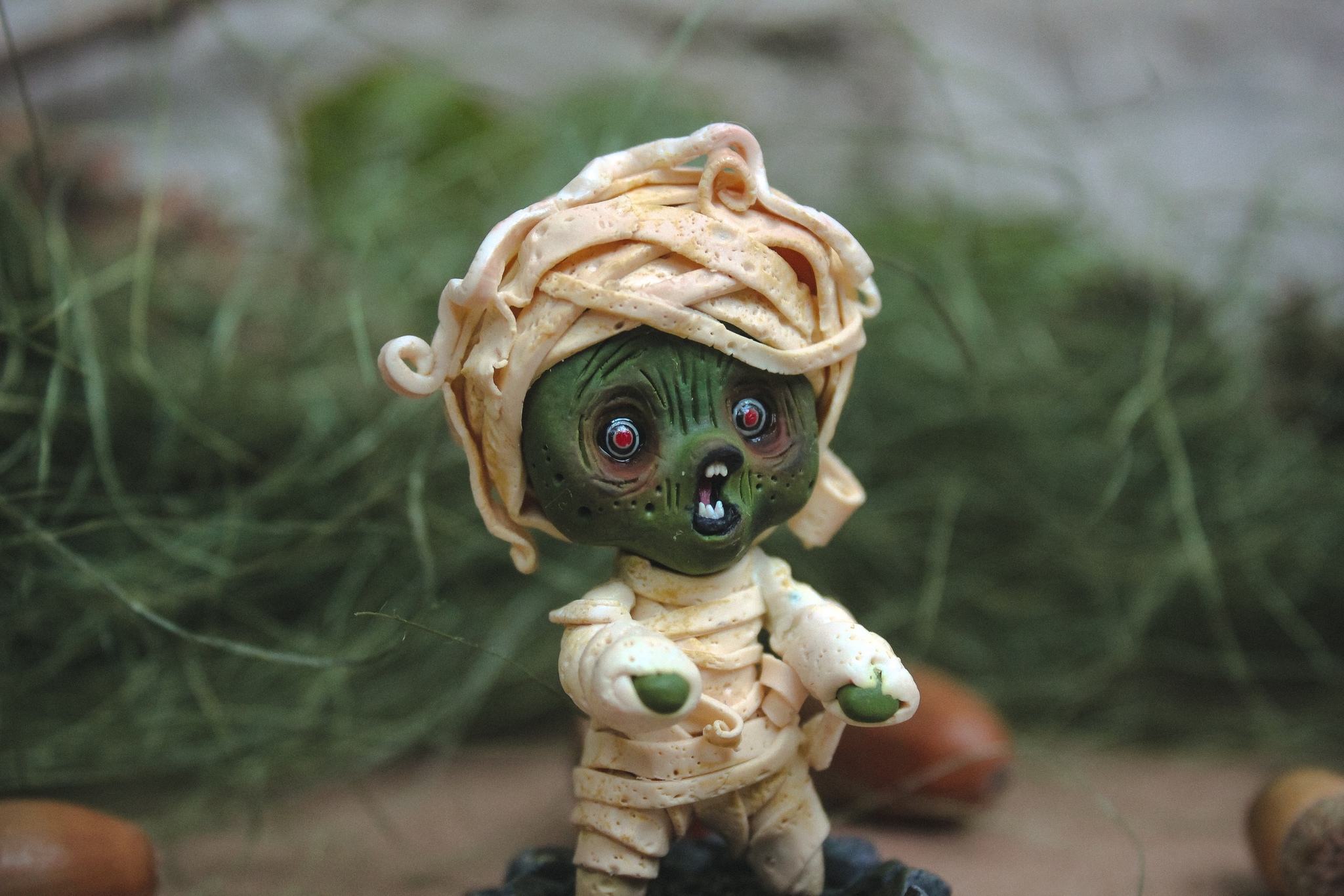 Zombie. Mini figurine. Miniature made of polymer clay - My, Polymer clay, Zombie, Handmade, Video, Needlework with process, With your own hands, Needlework, Longpost