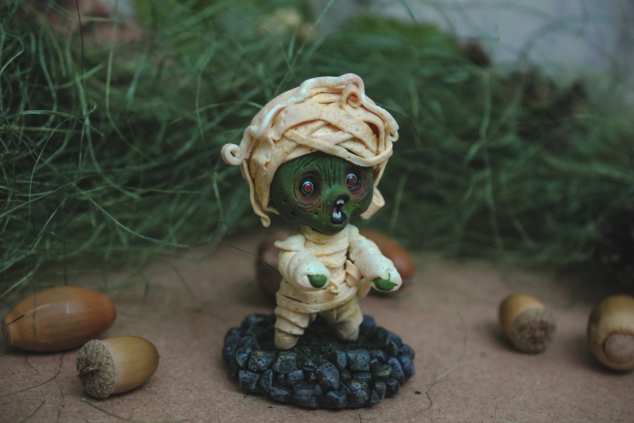 Zombie. Mini figurine. Miniature made of polymer clay - My, Polymer clay, Zombie, Handmade, Video, Needlework with process, With your own hands, Needlework, Longpost