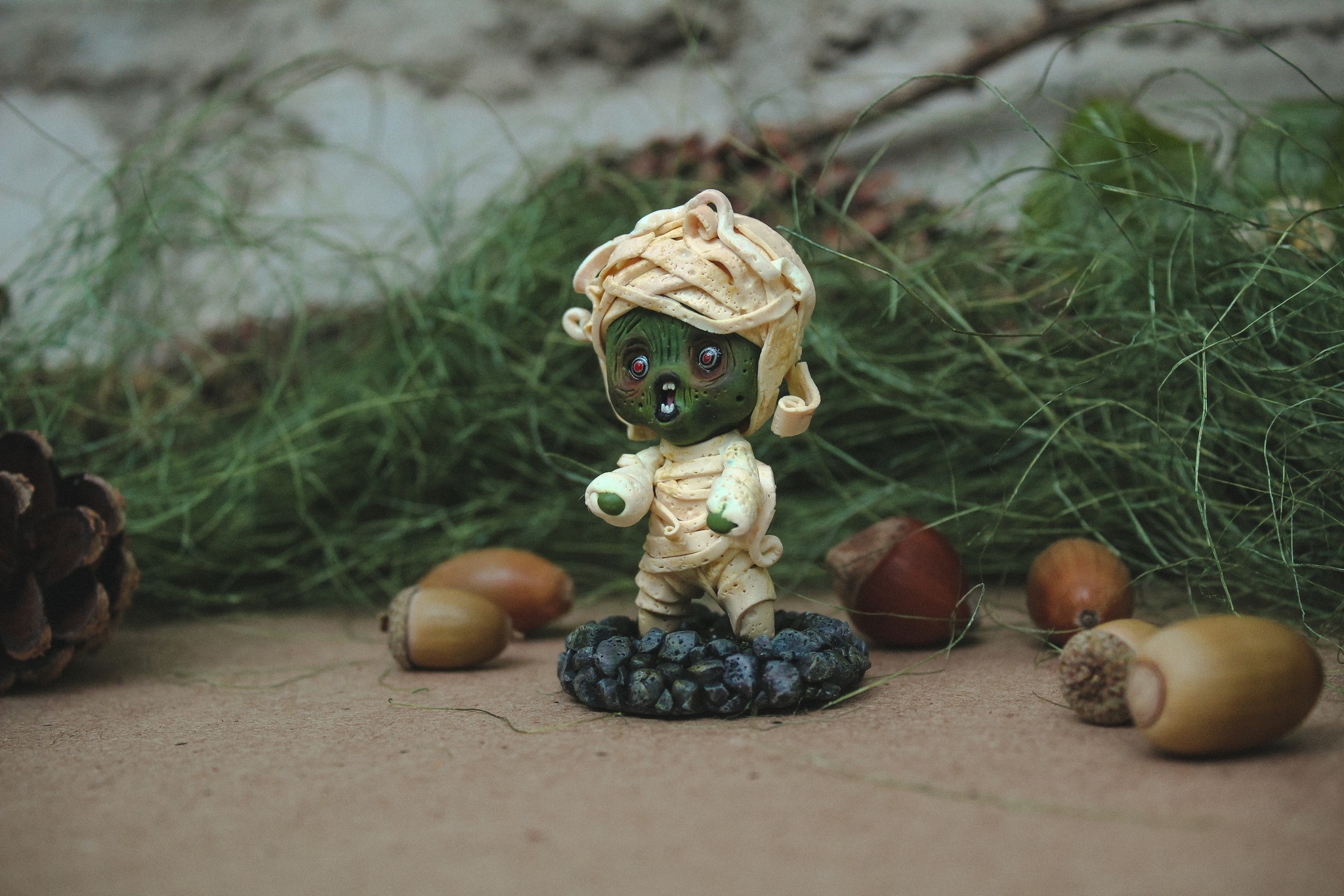 Zombie. Mini figurine. Miniature made of polymer clay - My, Polymer clay, Zombie, Handmade, Video, Needlework with process, With your own hands, Needlework, Longpost