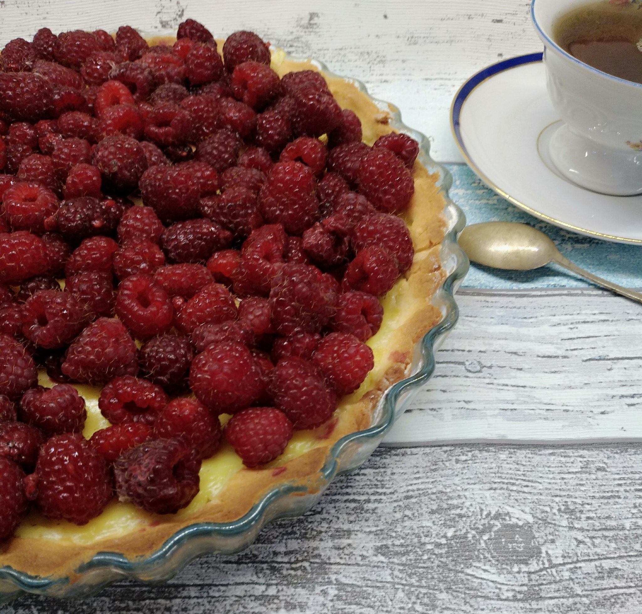 The last chords of summer. Raspberries and custard - My, Cooking, Recipe, Raspberries, Custard, Shortcrust pastry, Pie, Longpost