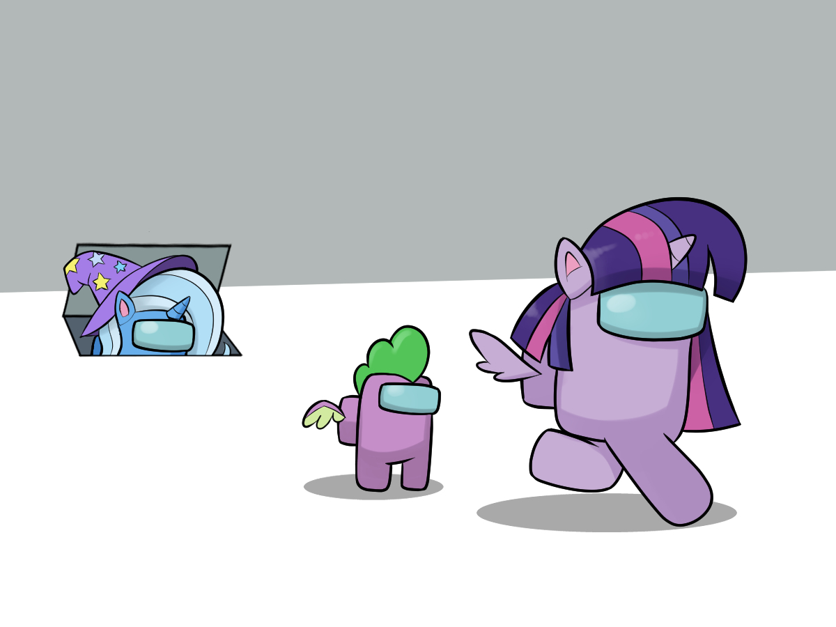 Trixie is acting too suspicious... - My little pony, Twilight sparkle, Spike, Trixie, Crossover, Among Us, Mew-Me