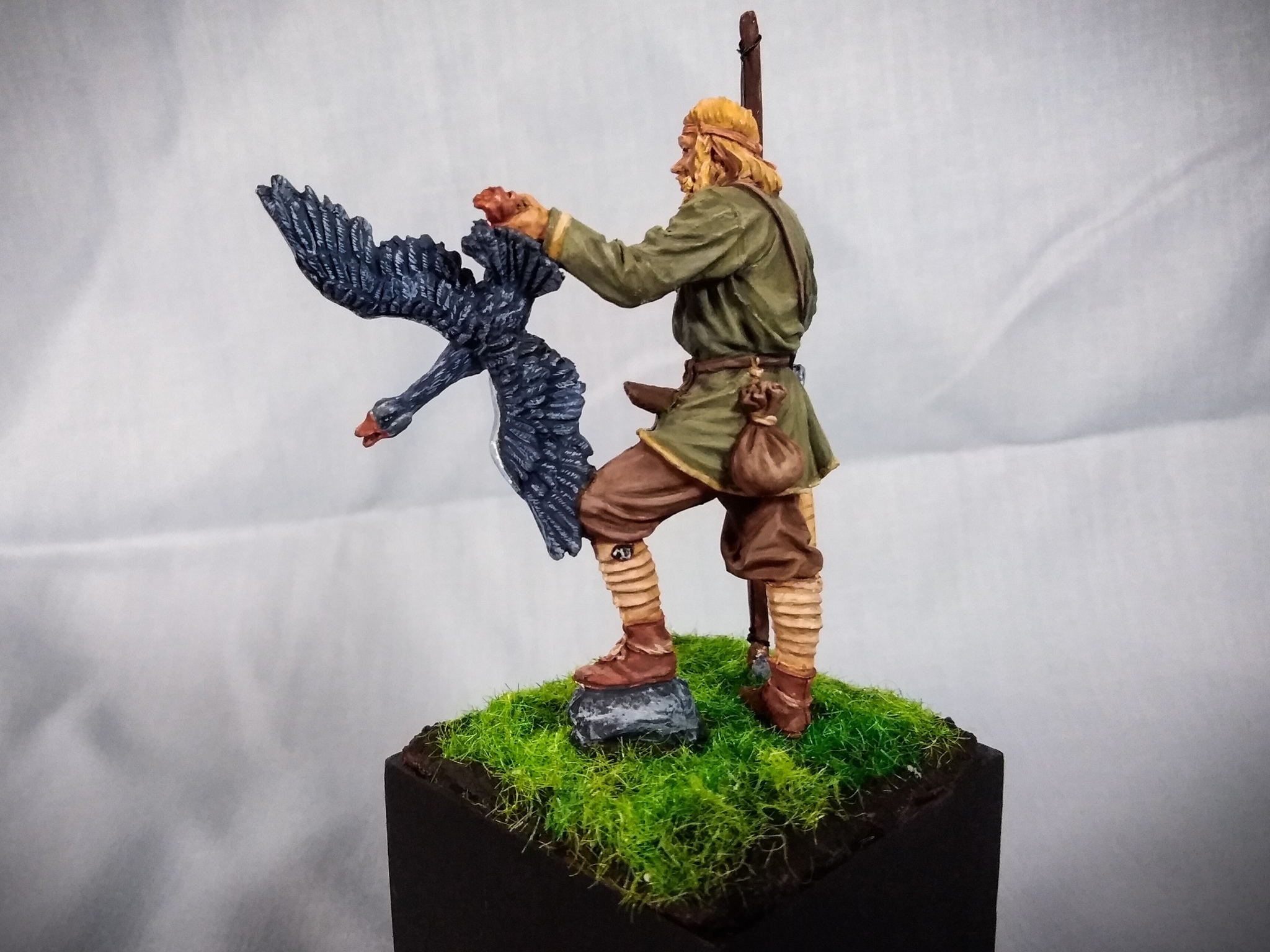 Painted Viking with a goose, scale 54mm - My, Painting, Tin soldiers, Hobby, With your own hands, Needlework without process, Викинги, Longpost