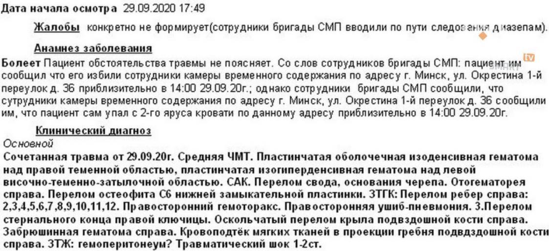 Как падают с нар на Окрестина - Республика Беларусь, Скорая помощь, Больница, Изолятор, Политика, Негатив