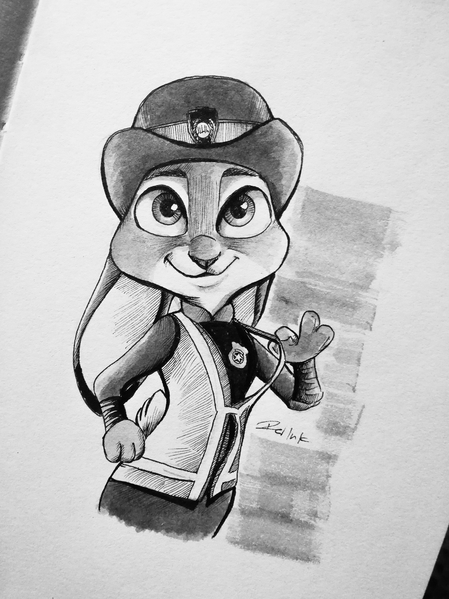 Zinktober - 2020. Day 1: Badge - Zootopia, Judy hopps, Nick wilde, Nick and Judy, Sketch, Inktober, Longpost, Zinktober