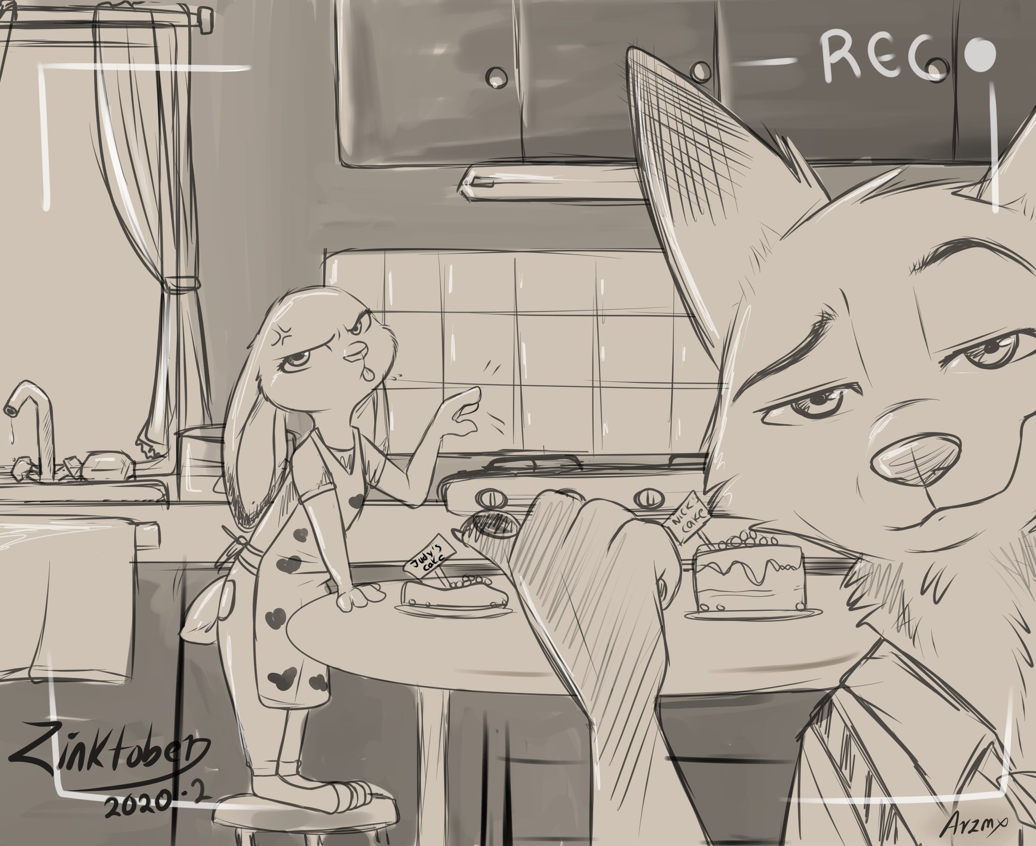 Zinktober - 2020. Day 2: Photo - Zootopia, Nick and Judy, Nick wilde, Judy hopps, Zinktober, Sketch, Graphics, Longpost