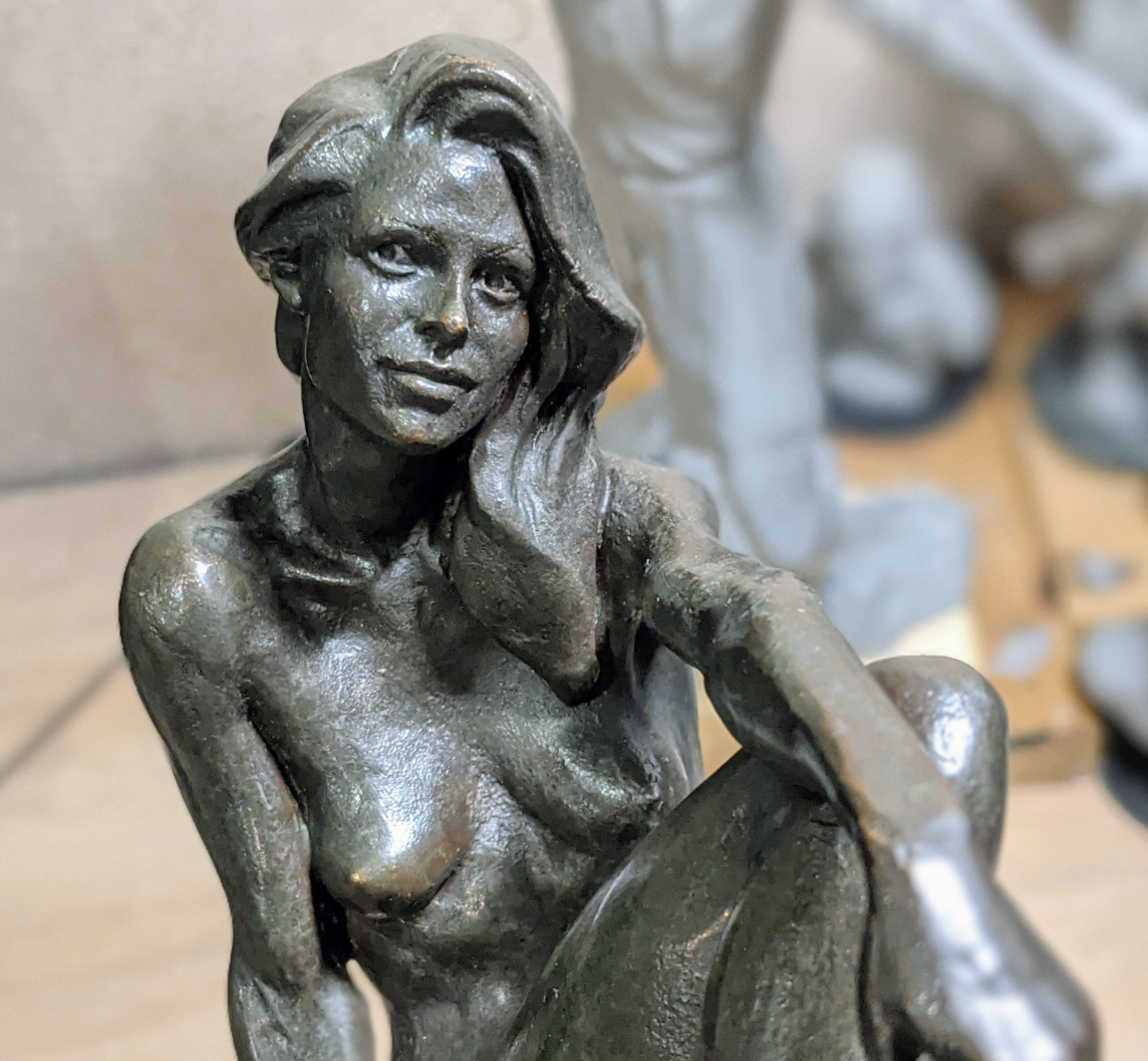 The sculpture of the girl is now in bronze! - NSFW, My, Sculpture, Bronze, Beautiful girl, Longpost, Needlework without process