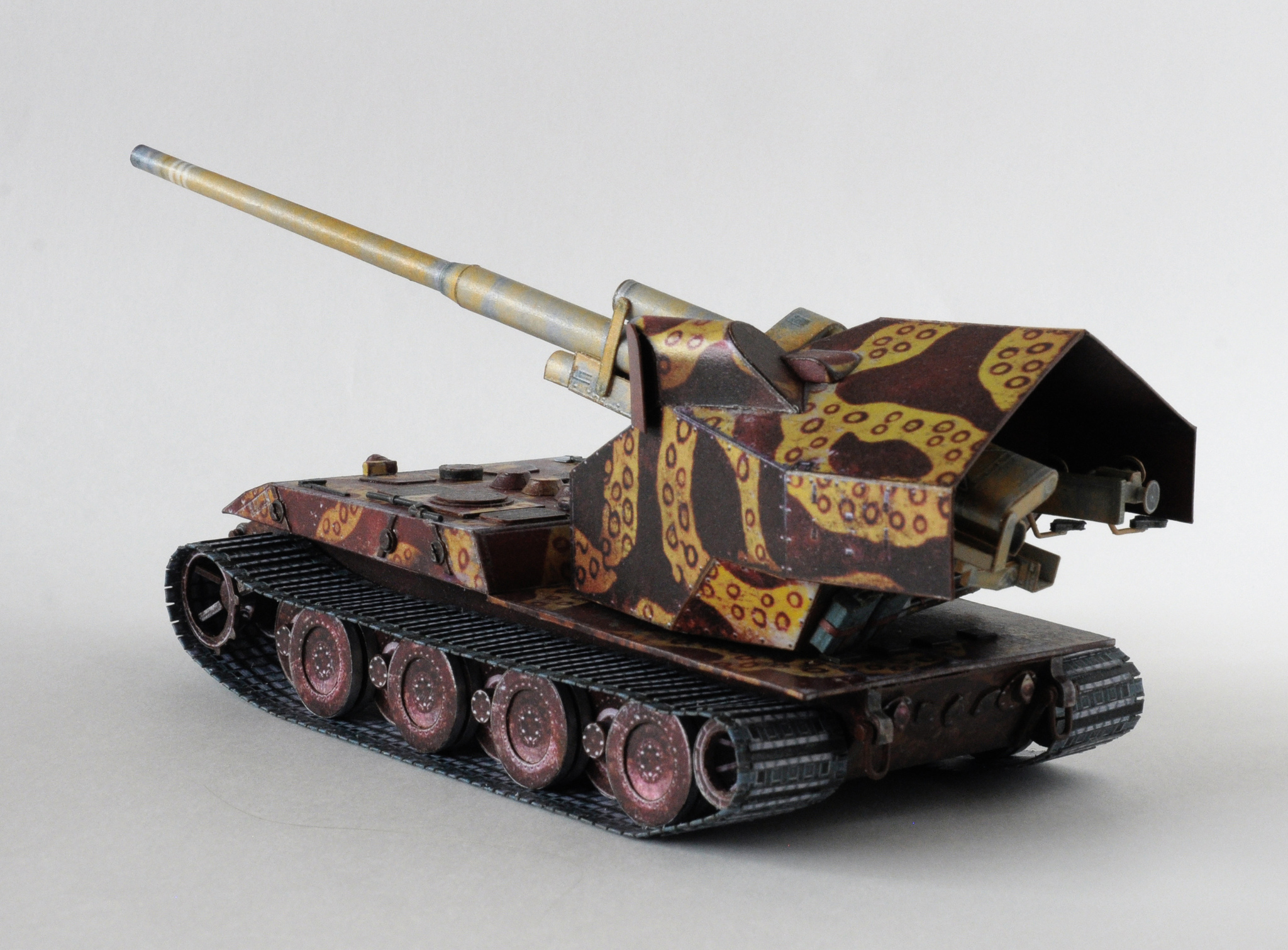 Waffentrager auf E 100 made of paper in scale 1:50 - My, Wargaming, Prefabricated model, Papercraft, World of tanks, Longpost