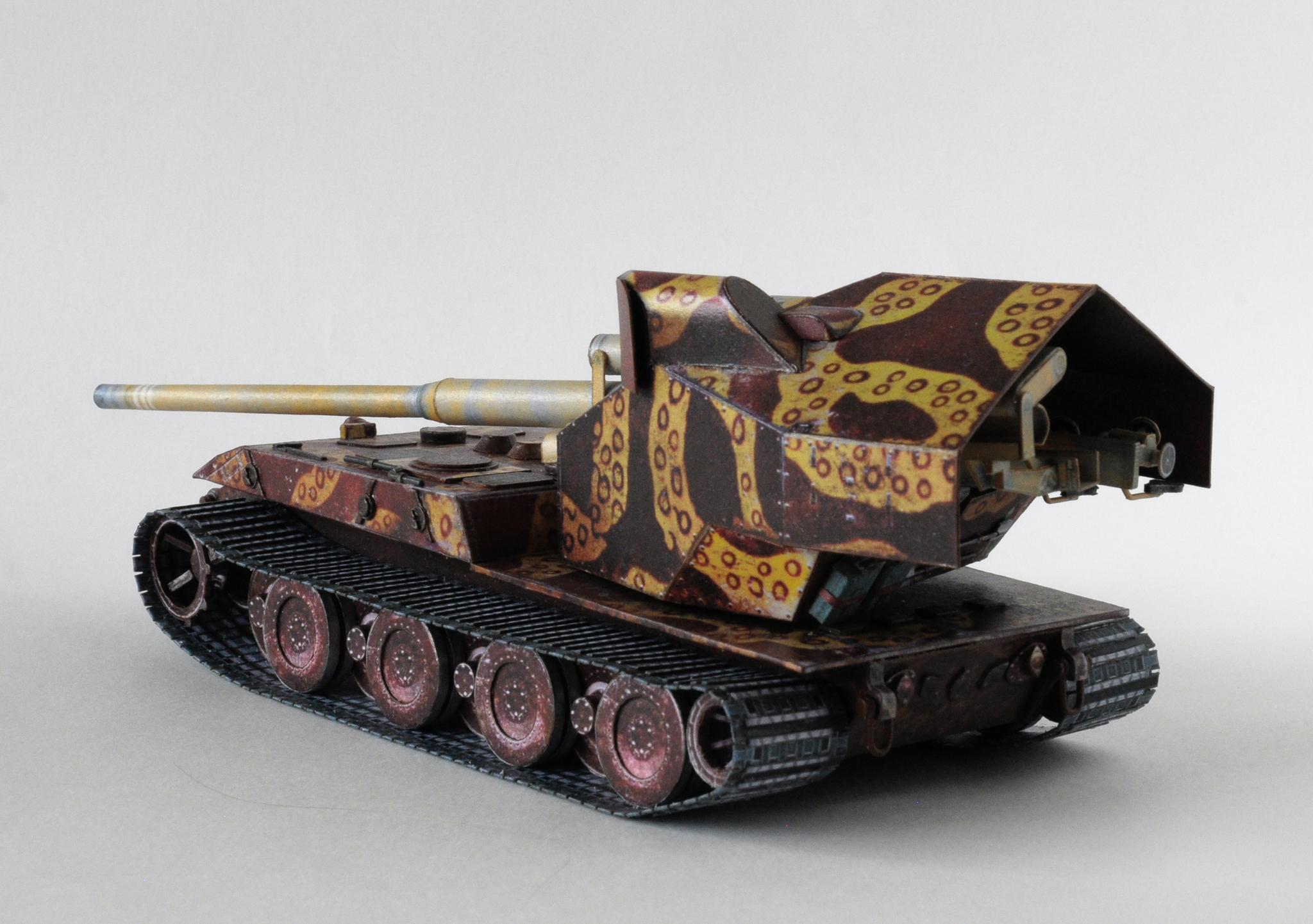 Waffentrager auf E 100 made of paper in scale 1:50 - My, Wargaming, Prefabricated model, Papercraft, World of tanks, Longpost