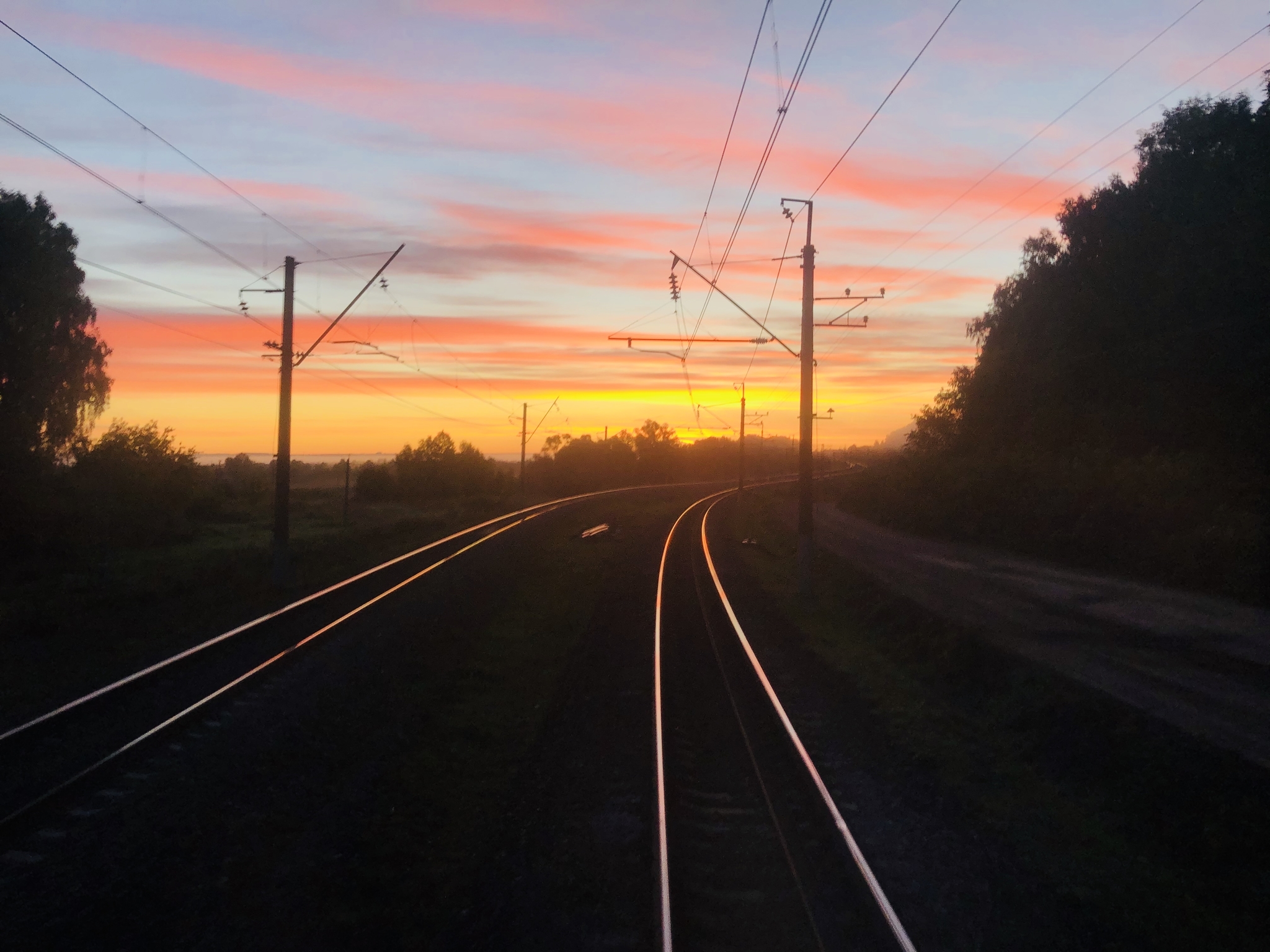 Friday morning. September - My, Autumn, dawn, The sun, Sky, Railway