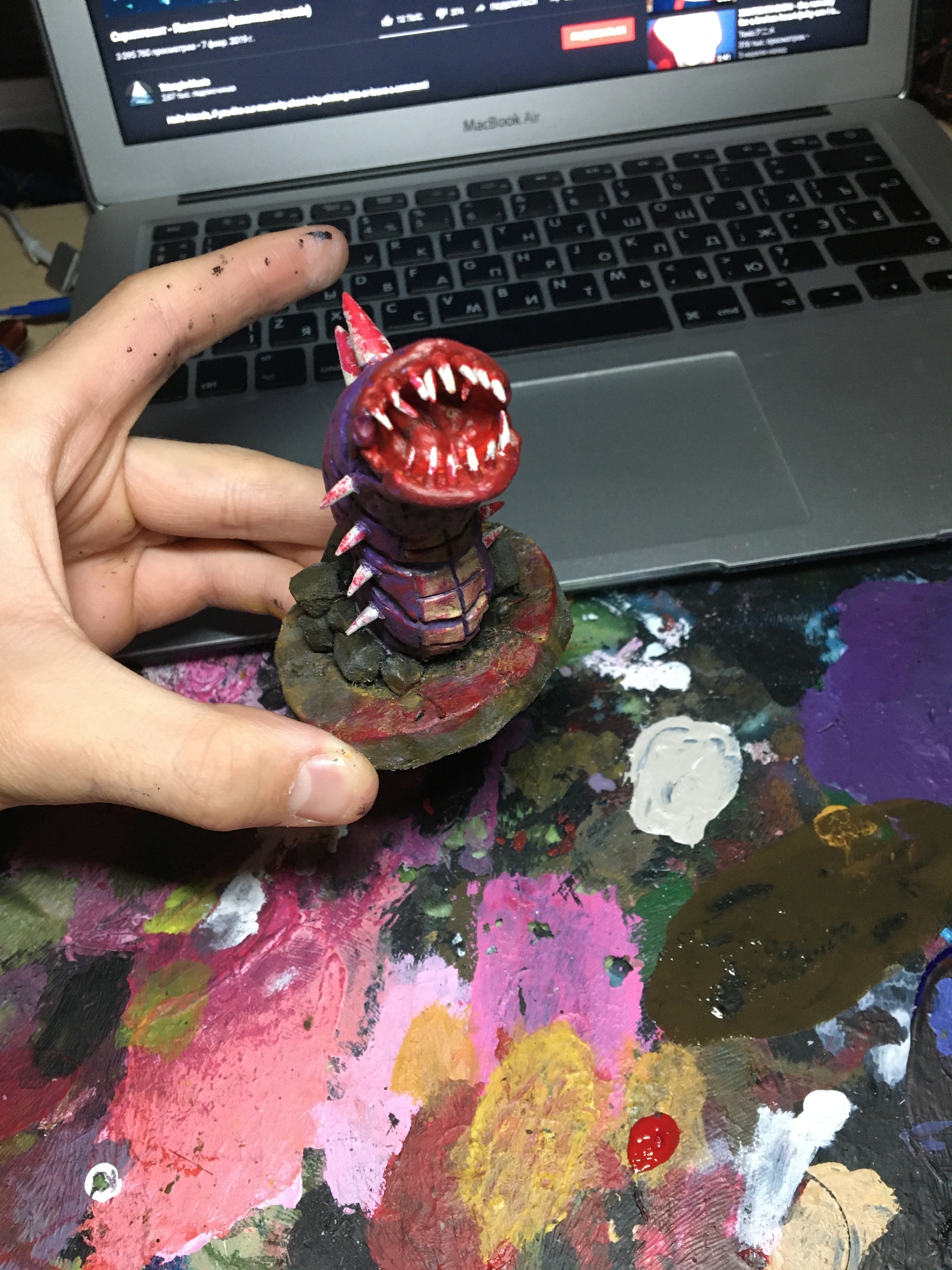 Scarlet worm figurine dnd - My, Dungeons & dragons, Figurines, Polymer clay, Longpost