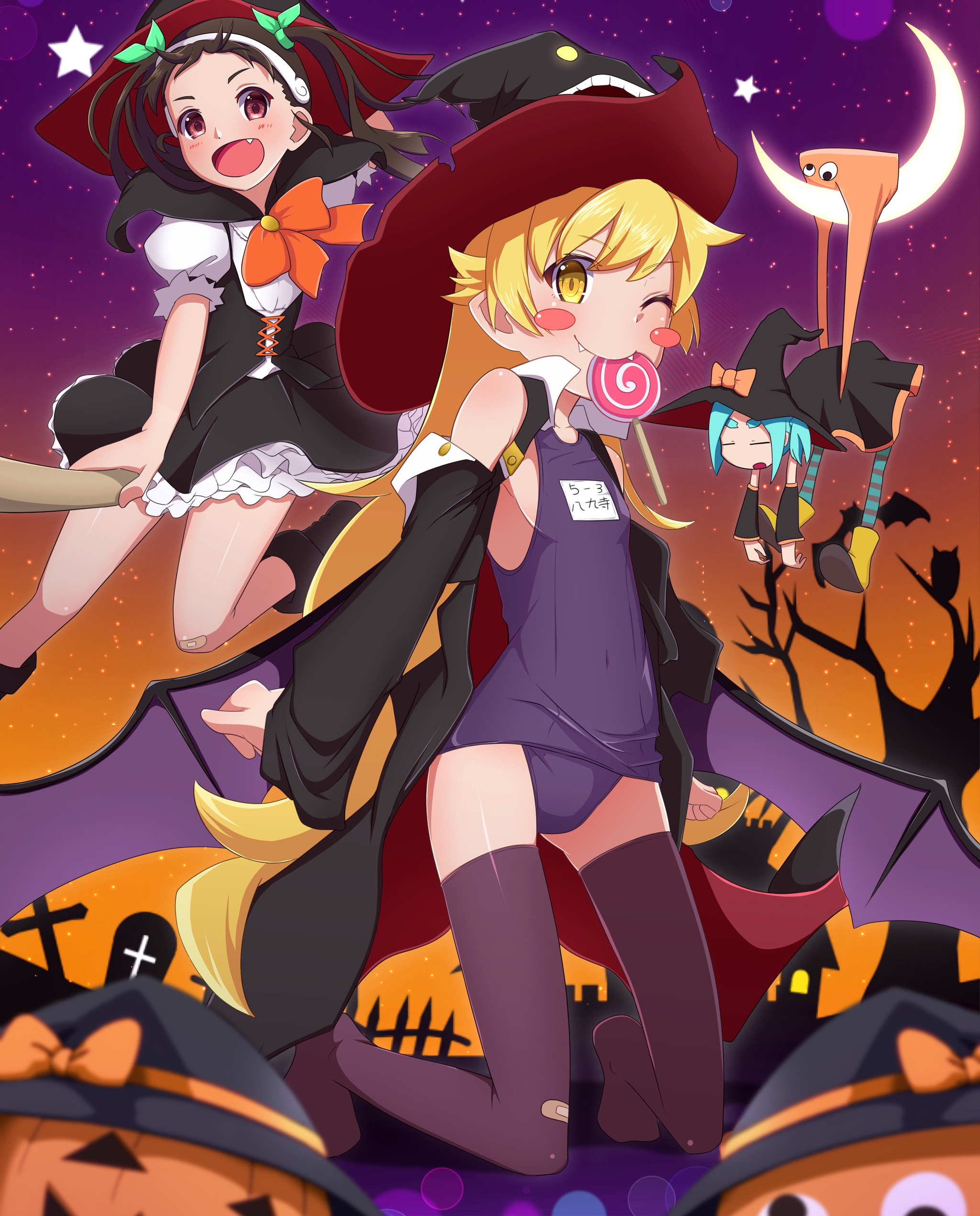 This trio will not let you get bored) - Anime art, Halloween, Monogatari series, Hachikuji Mayoi, Shinobu oshino, Yotsugi ononoki