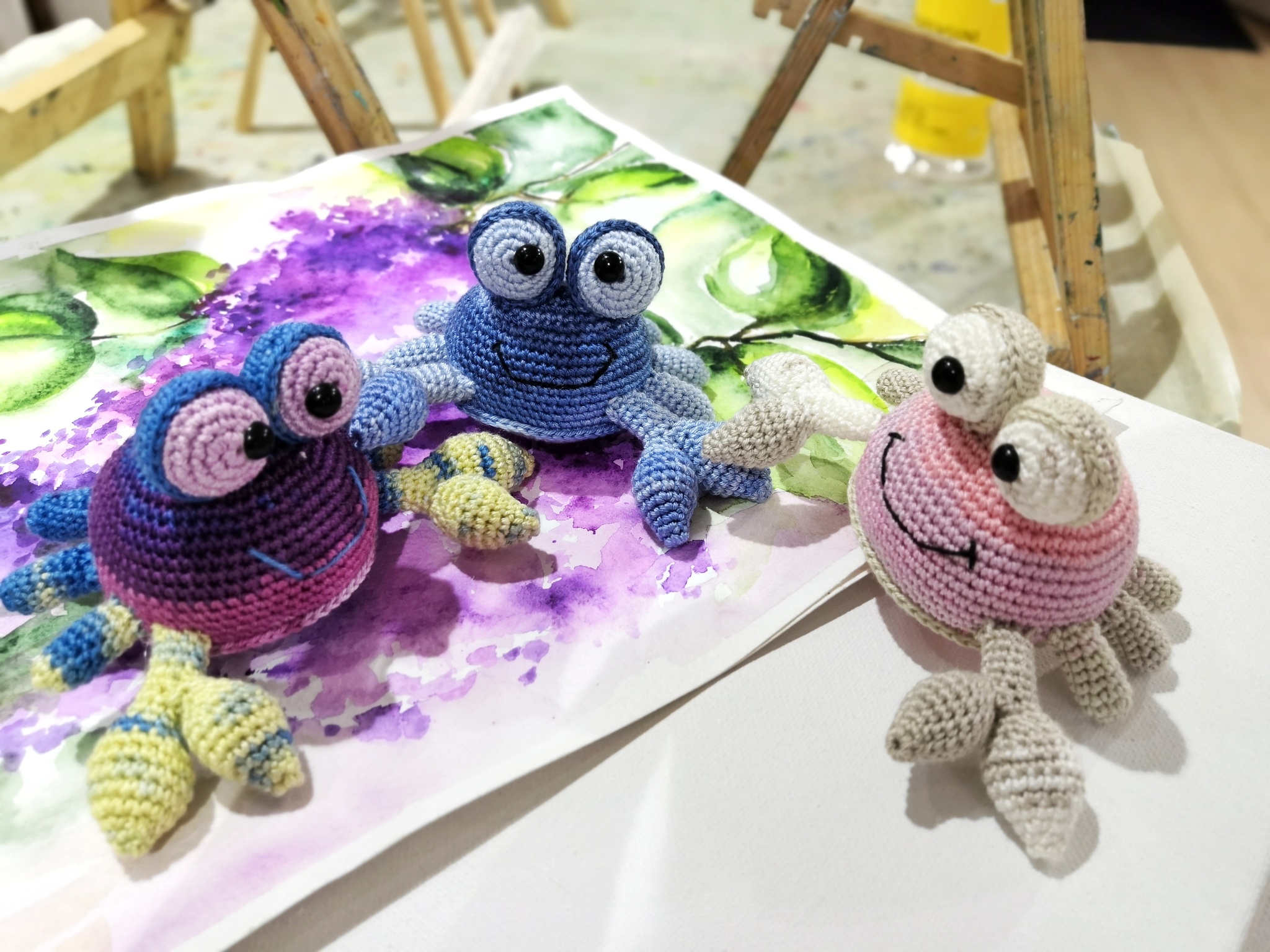 Crab family... - My, Needlework without process, Crochet, Knitted toys, Crab