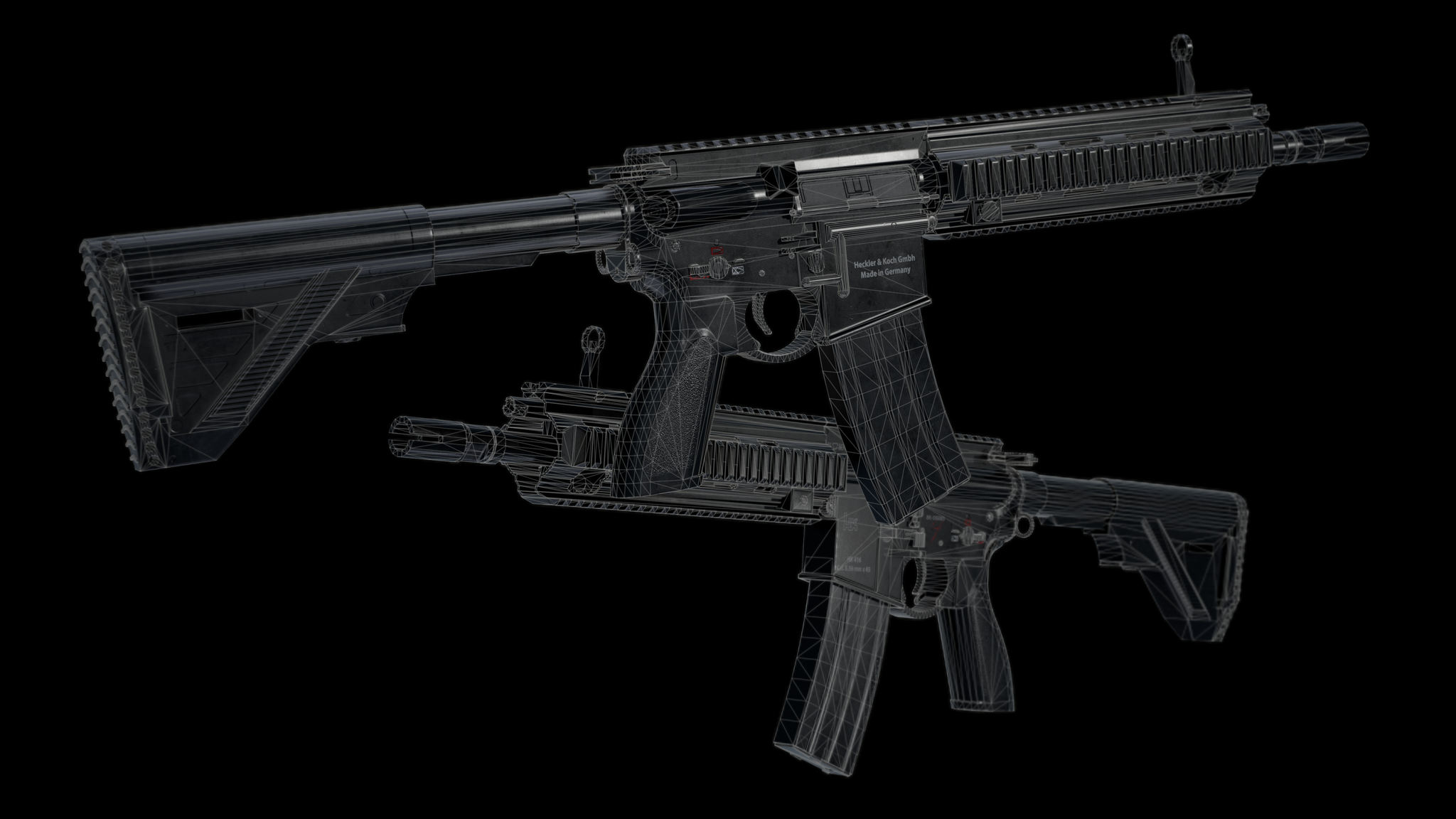 HK 416 - Моё, Blender, Оружие, 3D, Графика, Hk416, Game Art, Пушка, Компьютерная графика, Курсы, Арт, Рендер, Текстуры, Модели, Длиннопост