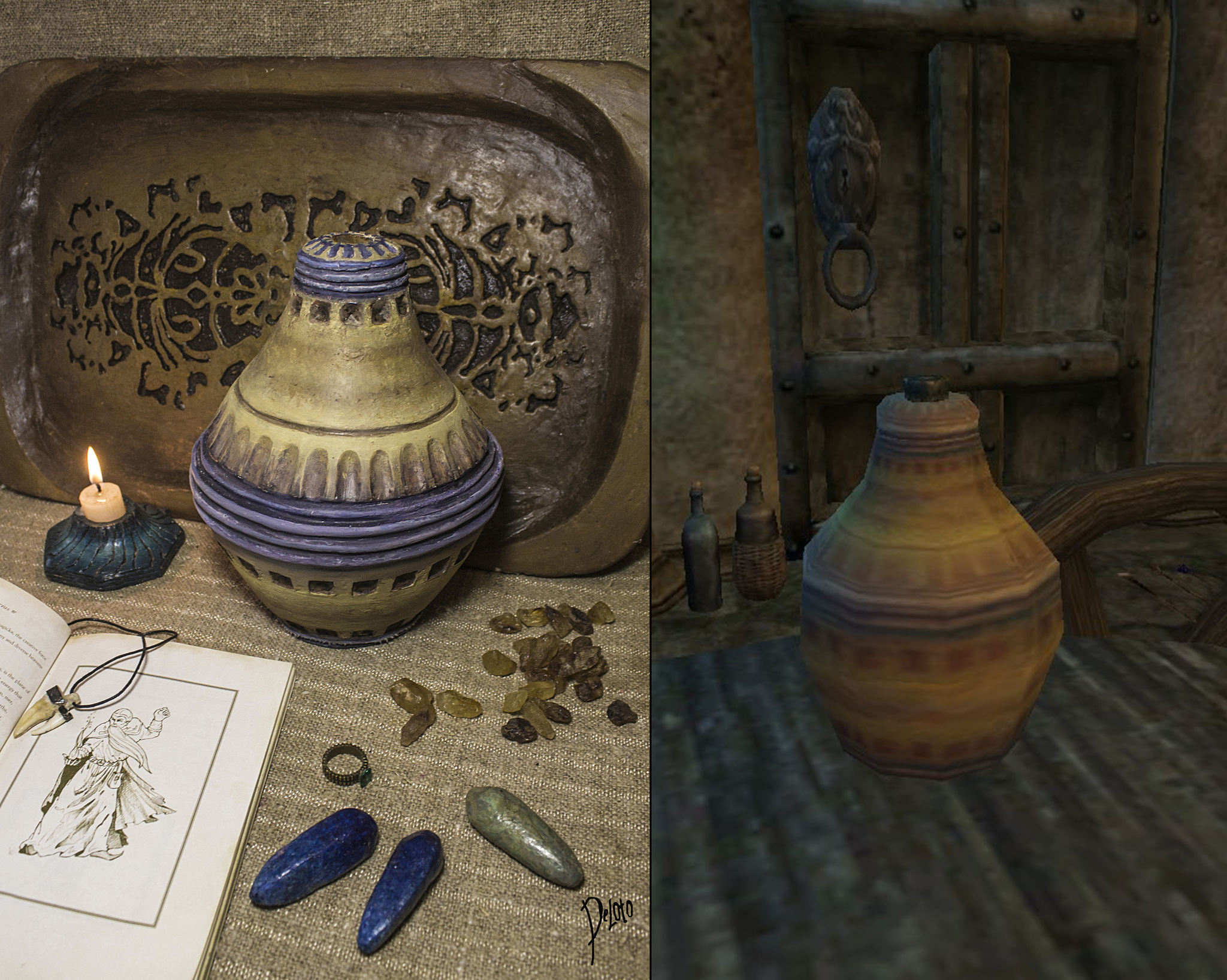 From game to reality - My, The elder scrolls, The Elder Scrolls III: Morrowind, Games, Computer games, Retro Games, Needlework without process, Handmade, Screenshot, Props, Tableware, Flowers, Musical instruments, Longpost