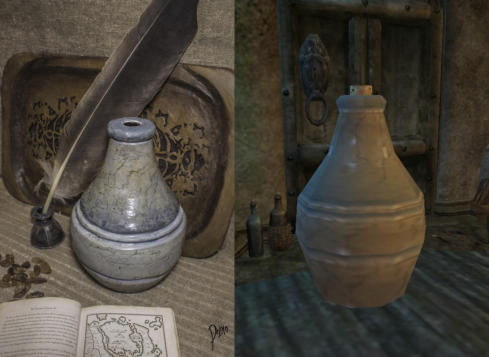 From game to reality - My, The elder scrolls, The Elder Scrolls III: Morrowind, Games, Computer games, Retro Games, Needlework without process, Handmade, Screenshot, Props, Tableware, Flowers, Musical instruments, Longpost