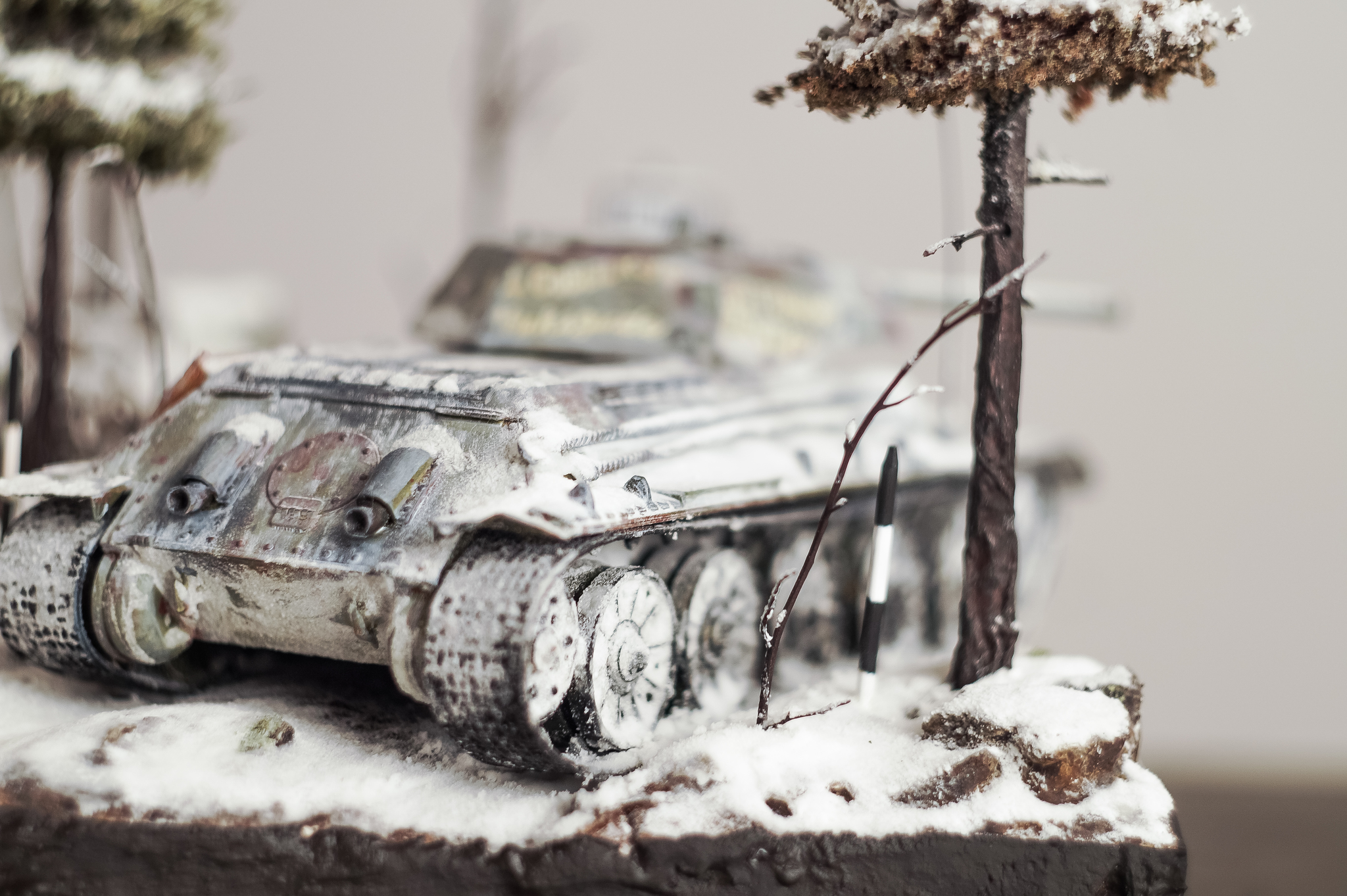 My second diorama. T 34/76 from Zvezda 1:35 - My, Modeling, Longpost, Prefabricated model, Hobby, Zvezda, Tanks, Diorama, Stand modeling, T-34, T-34-76, Winter