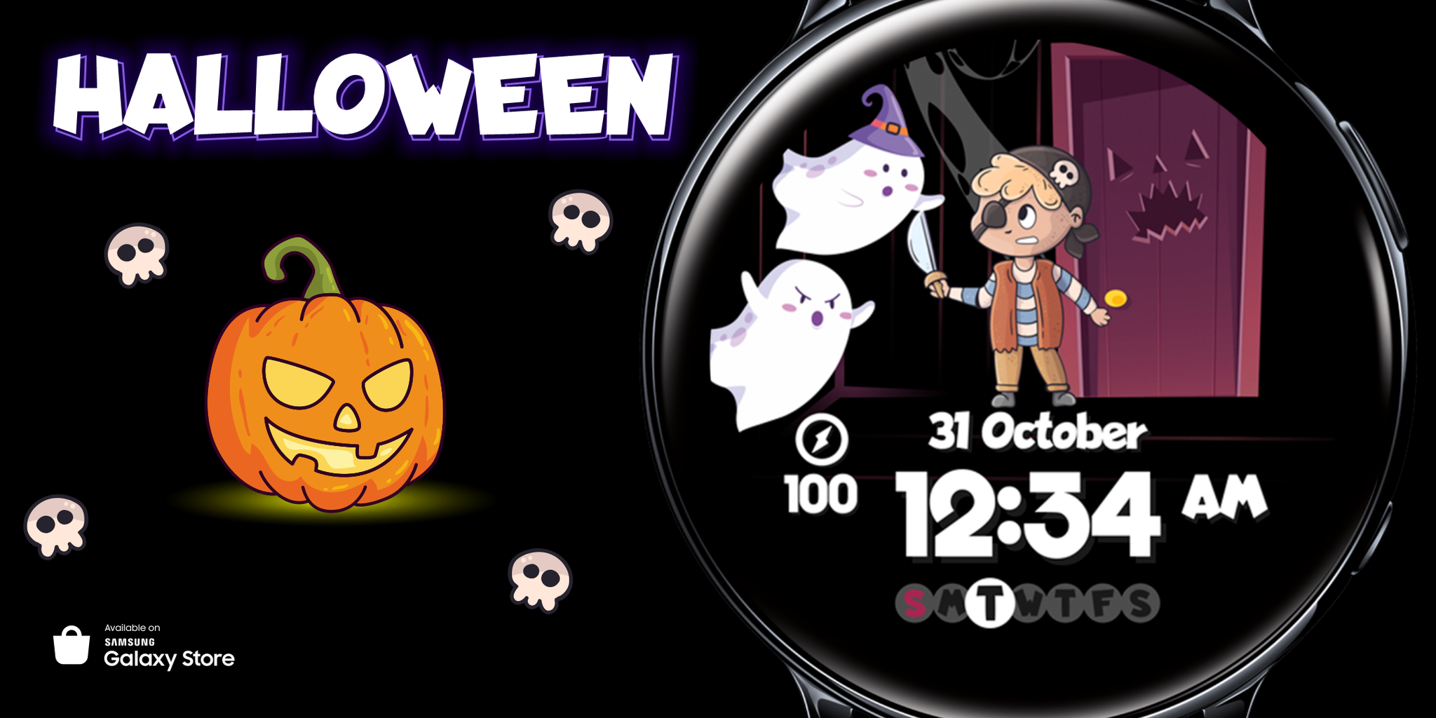 Halloween- Dial design for Samsung Galaxy Watch - My, Freebie, Clock face, Design, Smart watch, Samsung galaxy Watch, Samsung, Samsung Galaxy, Watchface