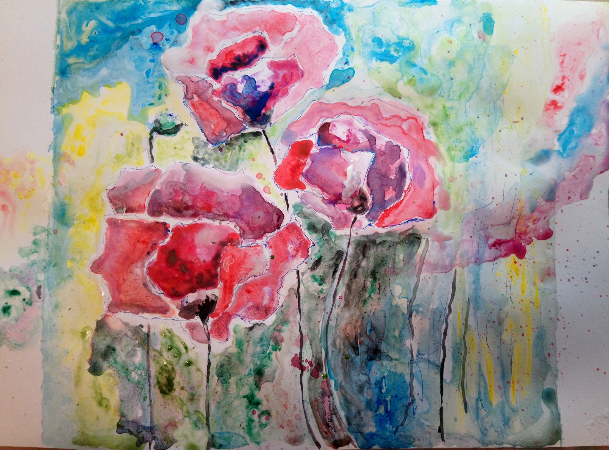 Acrylic art Poppies - My, Art, Painting, Flowers, Art, Acrylic