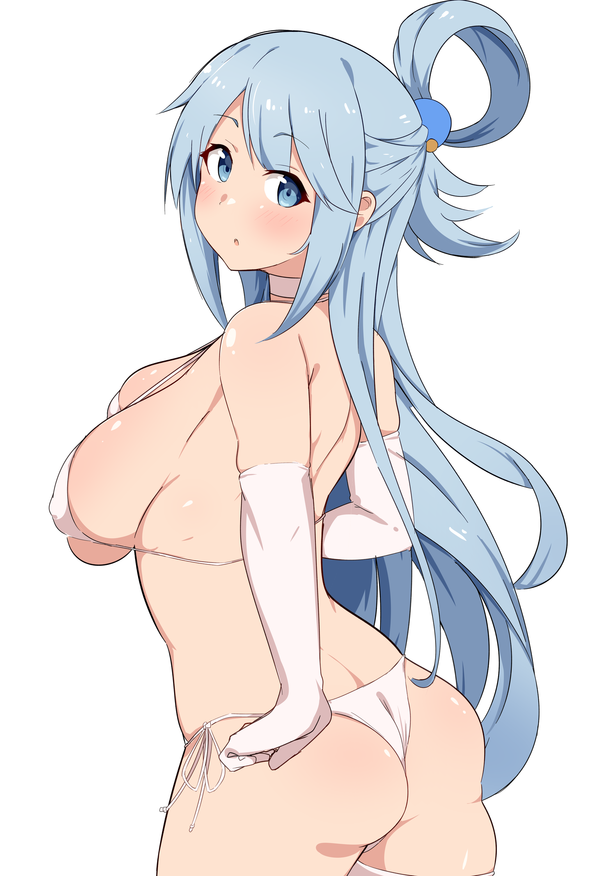 Goddess Aqua - NSFW, Konosuba, Aqua, Anime, Anime art, Erotic, Hand-drawn erotica, Girls, Choker, Stockings, Art, Longpost