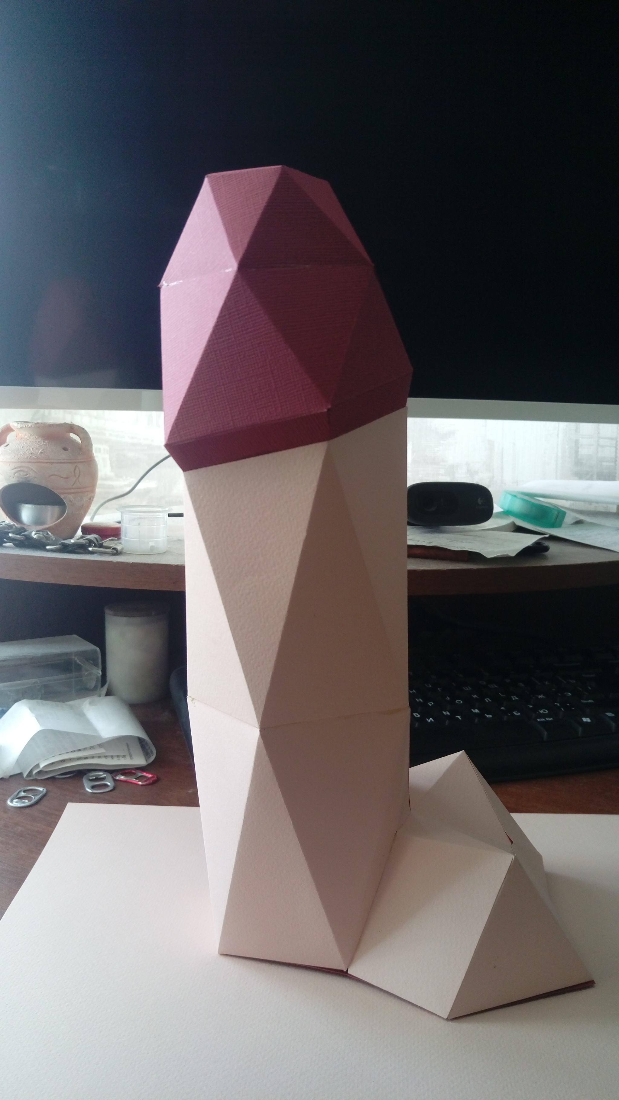 As a gift to a friend, a huge sh*t - NSFW, My, Friend, Paper products, With your own hands, Longpost, Penis, Polygonal shapes