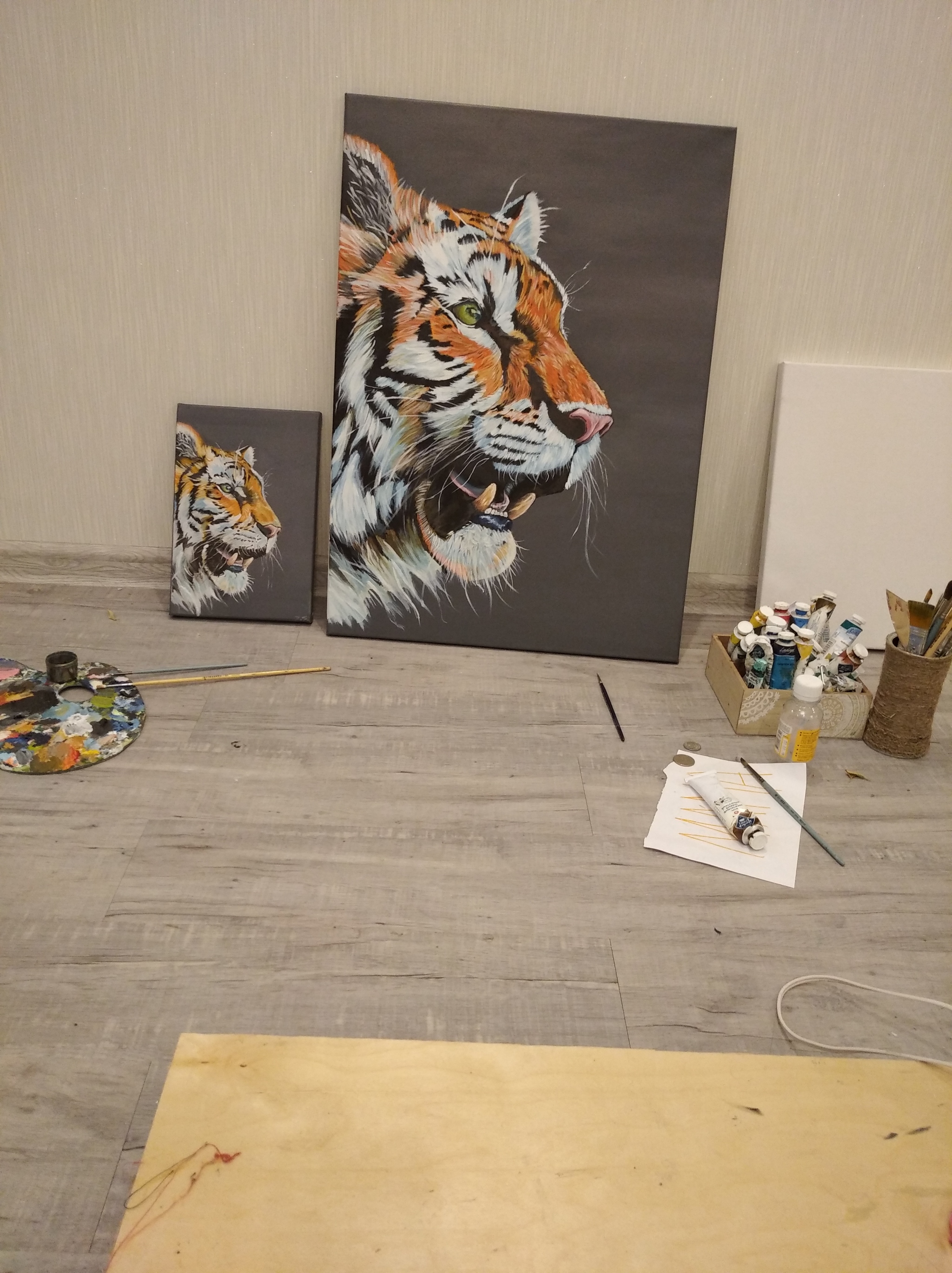 Tiger - My, Oil painting, Tiger, Painting, Animalistics, Longpost