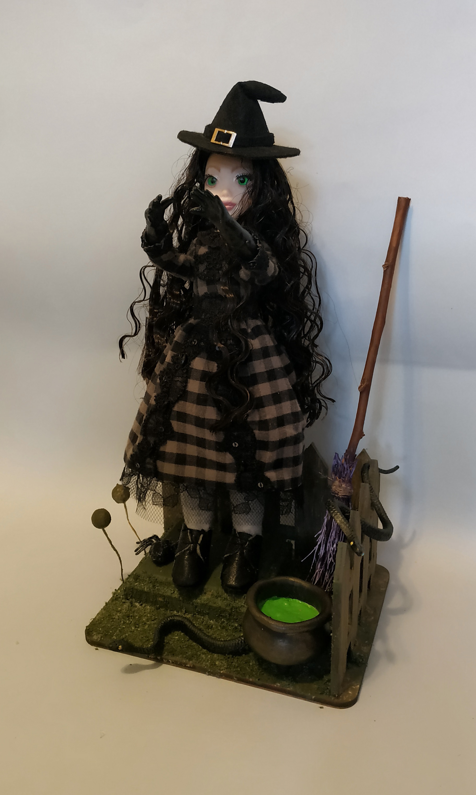 Witch! - My, Doll, Polymer clay, Witches, Boiler, Broom, Halloween Contest, Longpost