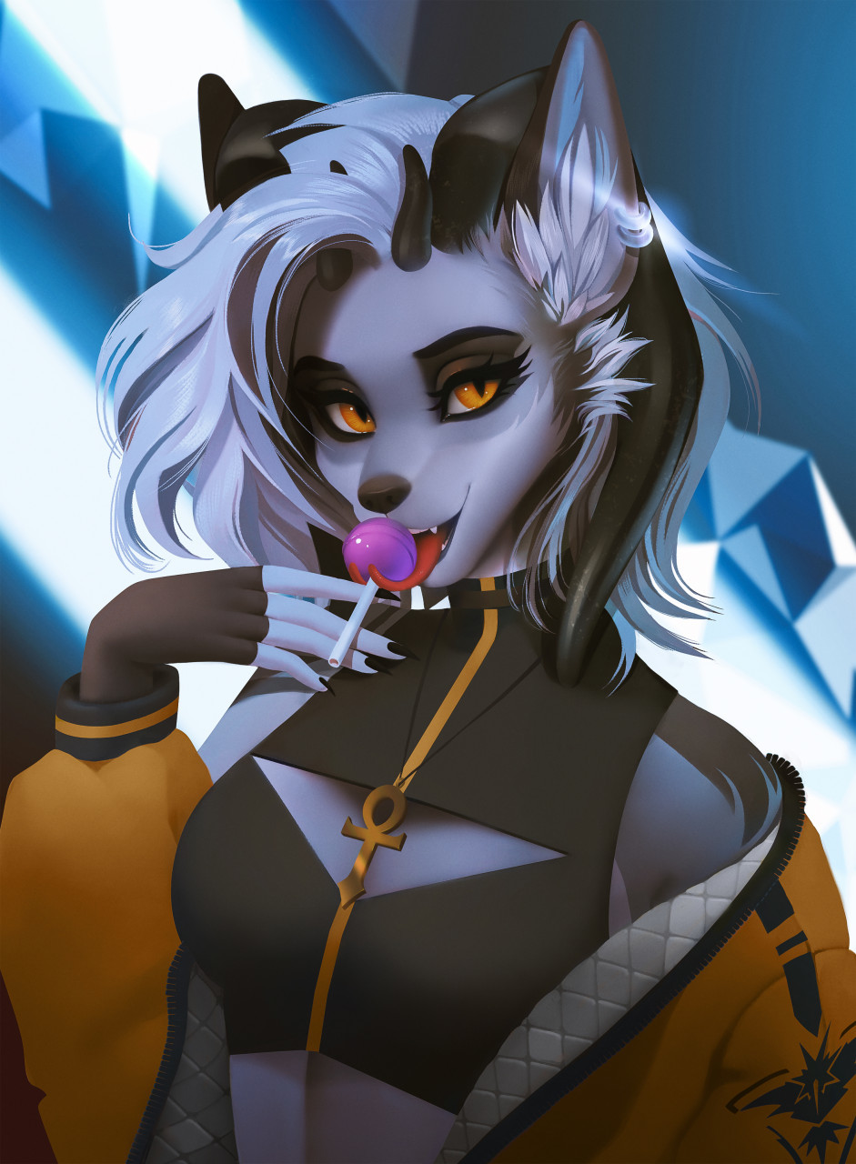 Lollipop - Furry, Anthro, Art, Frieder1