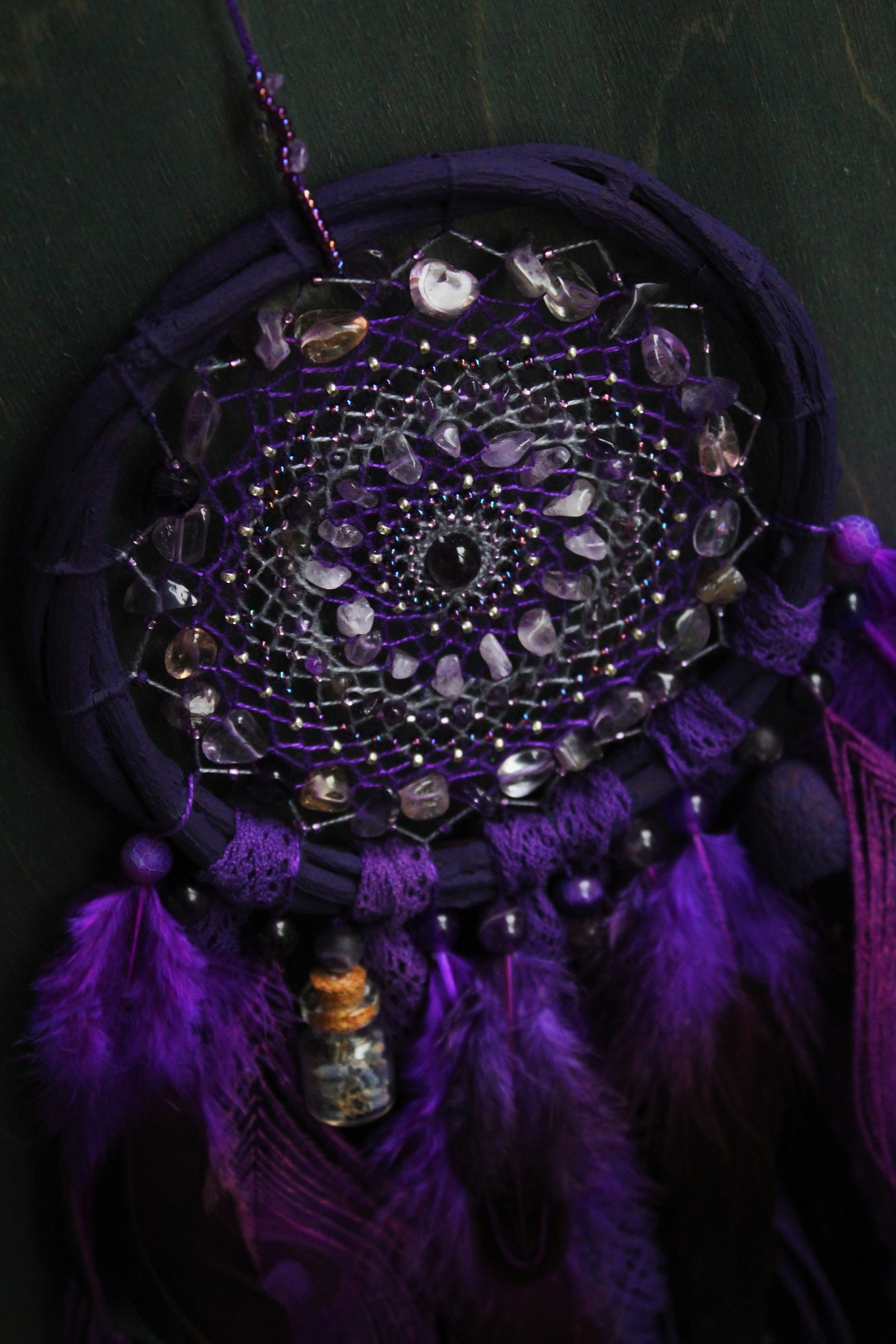 Dreamcatchers Lavender Witch and Dark Lavender Spell - My, Dreamcatcher, Handmade, With your own hands, Needlework, Needlework without process, Longpost