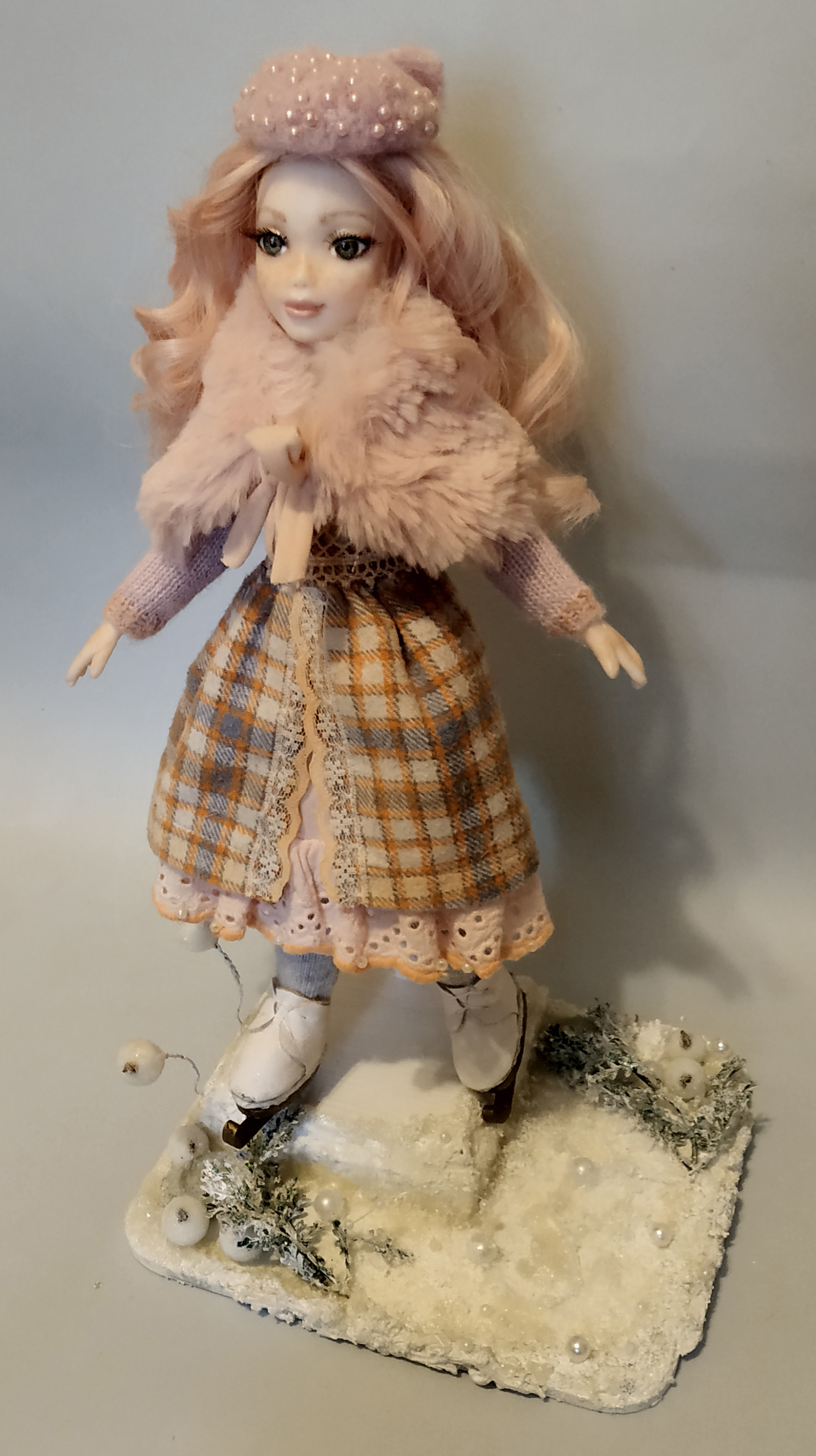 On skates - My, Doll, With your own hands, Winter, Skates, The winter is coming, Needlework without process, The dress, Longpost