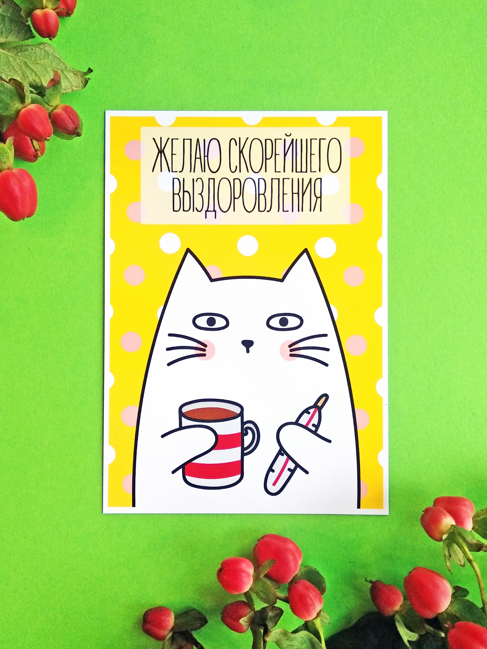Cards #14 for those getting well - My, Illustrations, cat, Presents, Longpost