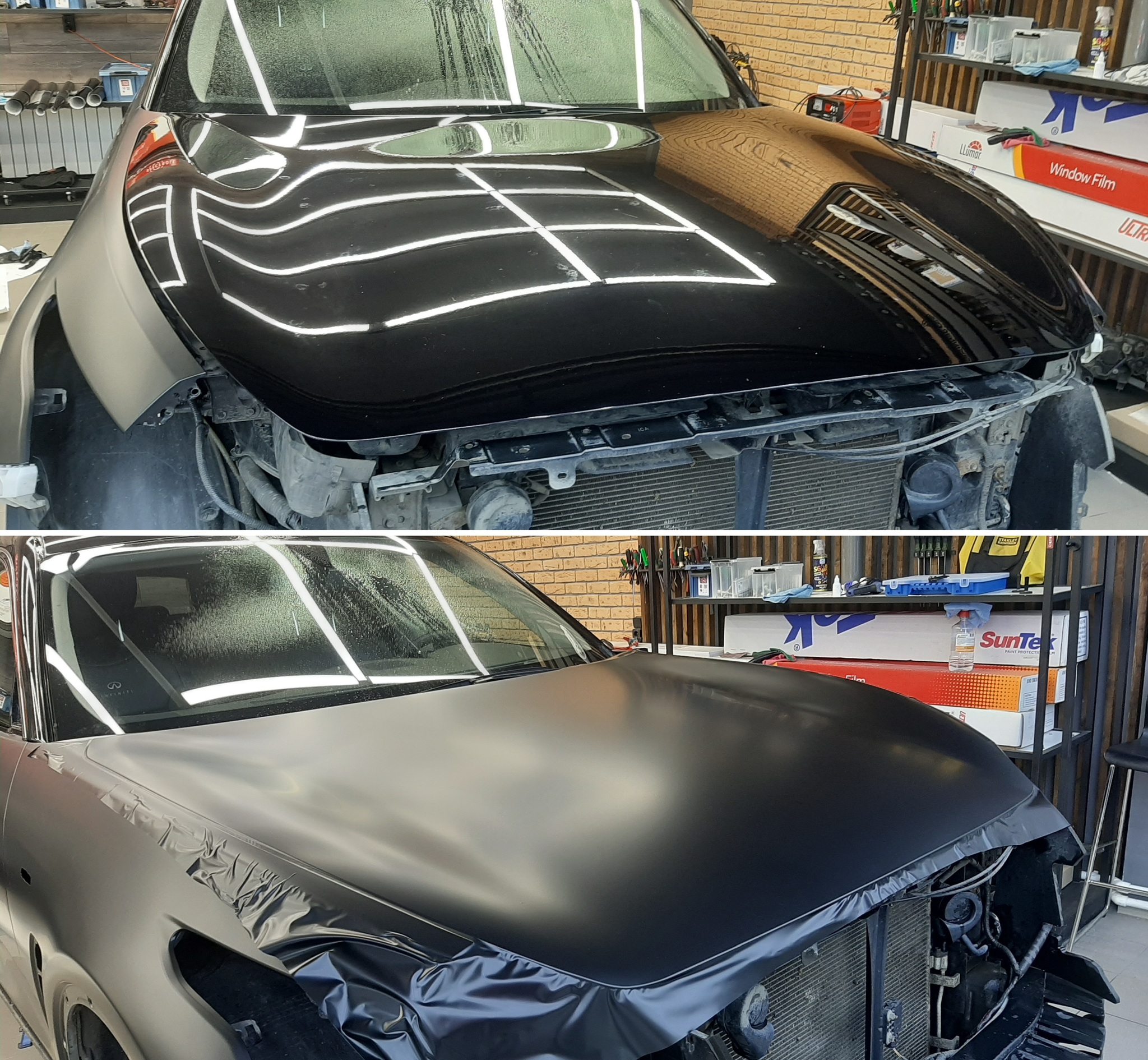 Infinity FX-37. Matte black. The best use of car vinyl - My, Autovinyl, Detaling, Car taping, Film, Auto, Styling, Painting, Mat, Longpost, Infinity