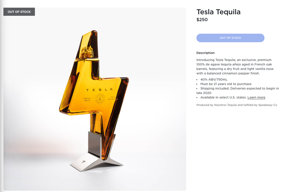 Tesla Tequila уже распродана, несмотря на внушительный ценник - Новости, Илон Маск, Tesla, Текила